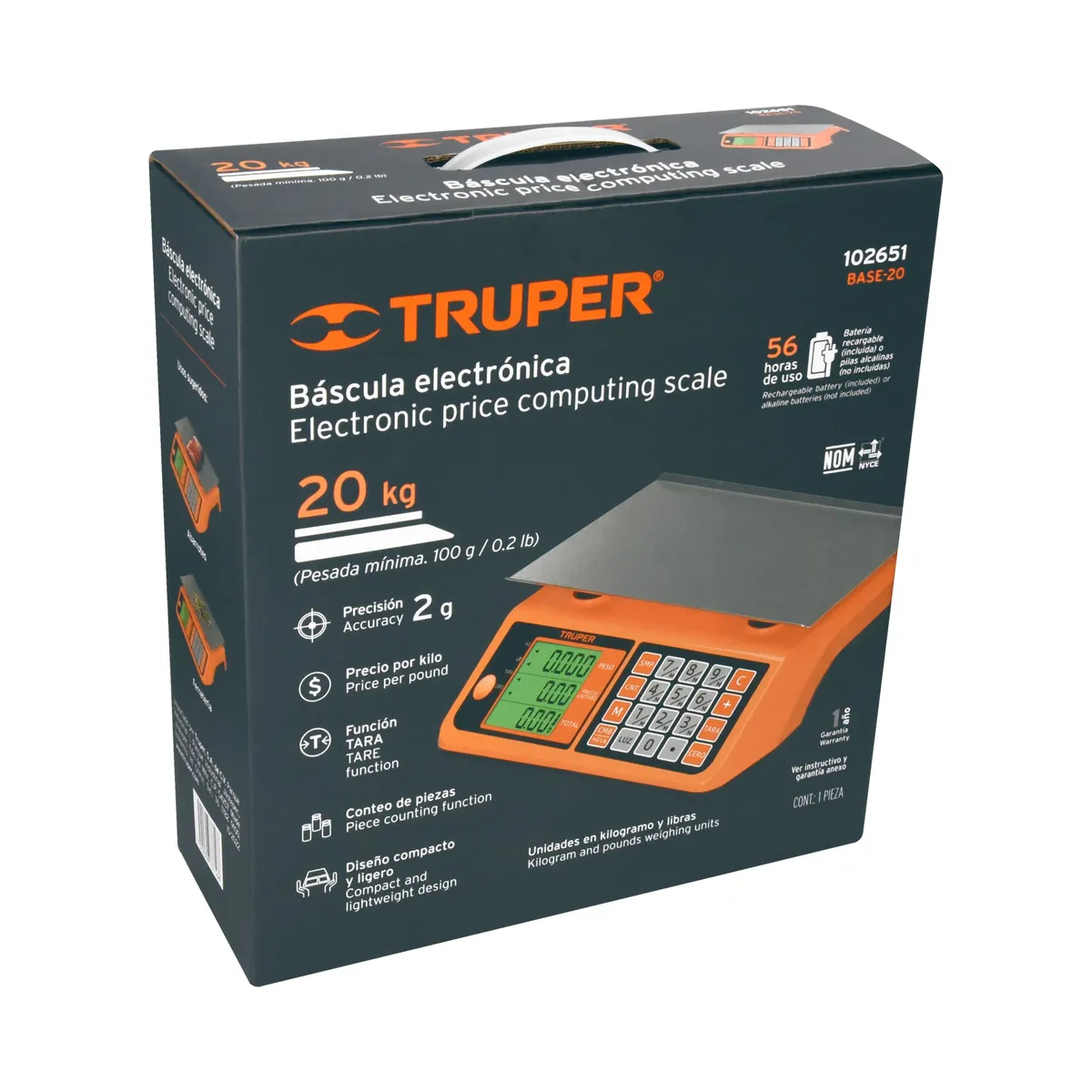 Báscula Electrónica Multifunción 20 kg Truper - 102651