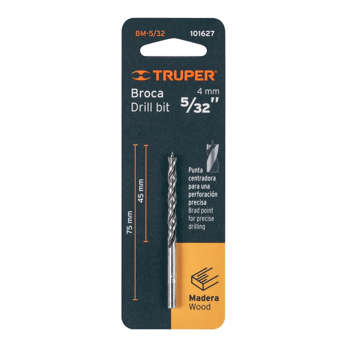 Broca con Punta Centradora para Madera 5/32" Truper - 101627