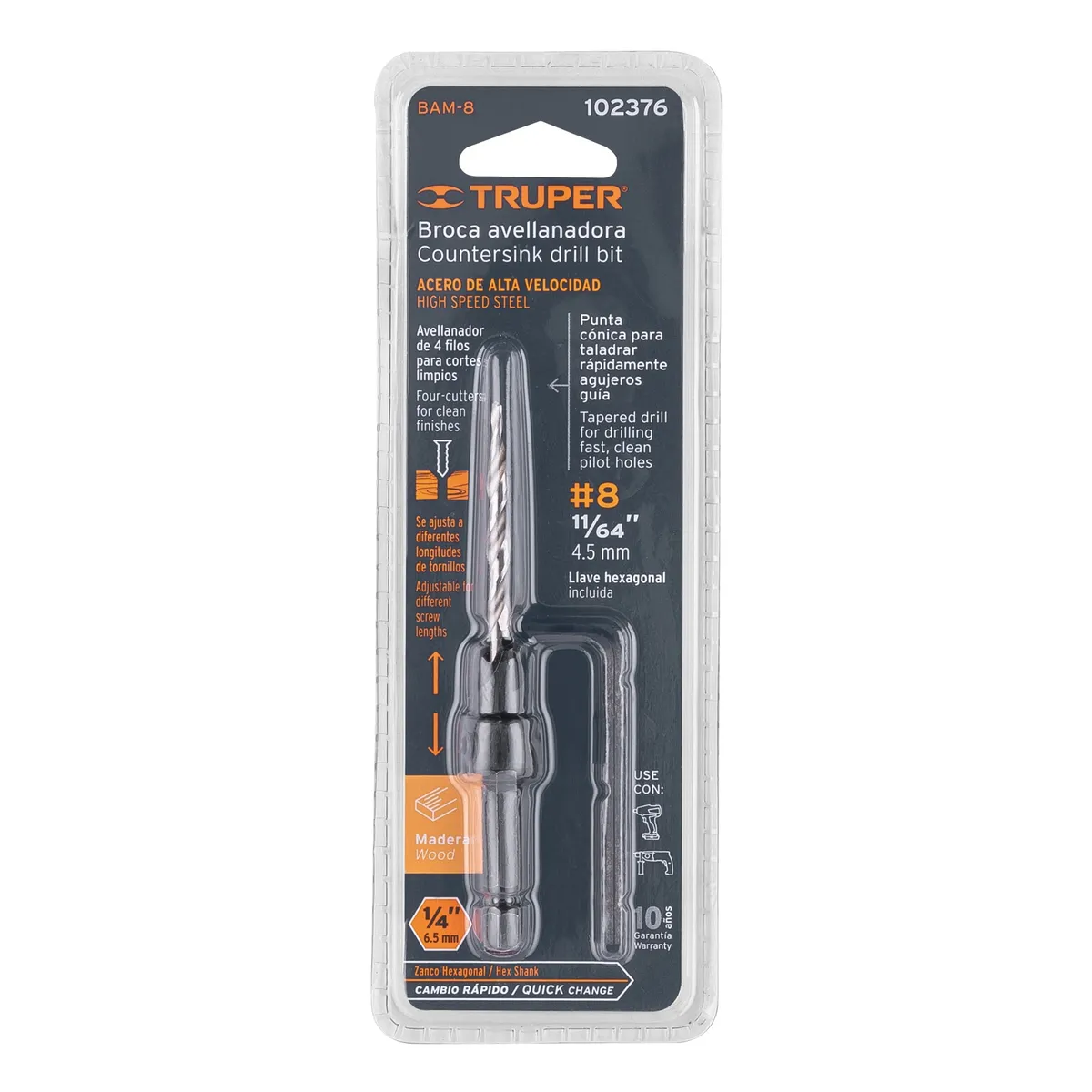 Broca Avellanadora para Madera #8 Truper - 102376