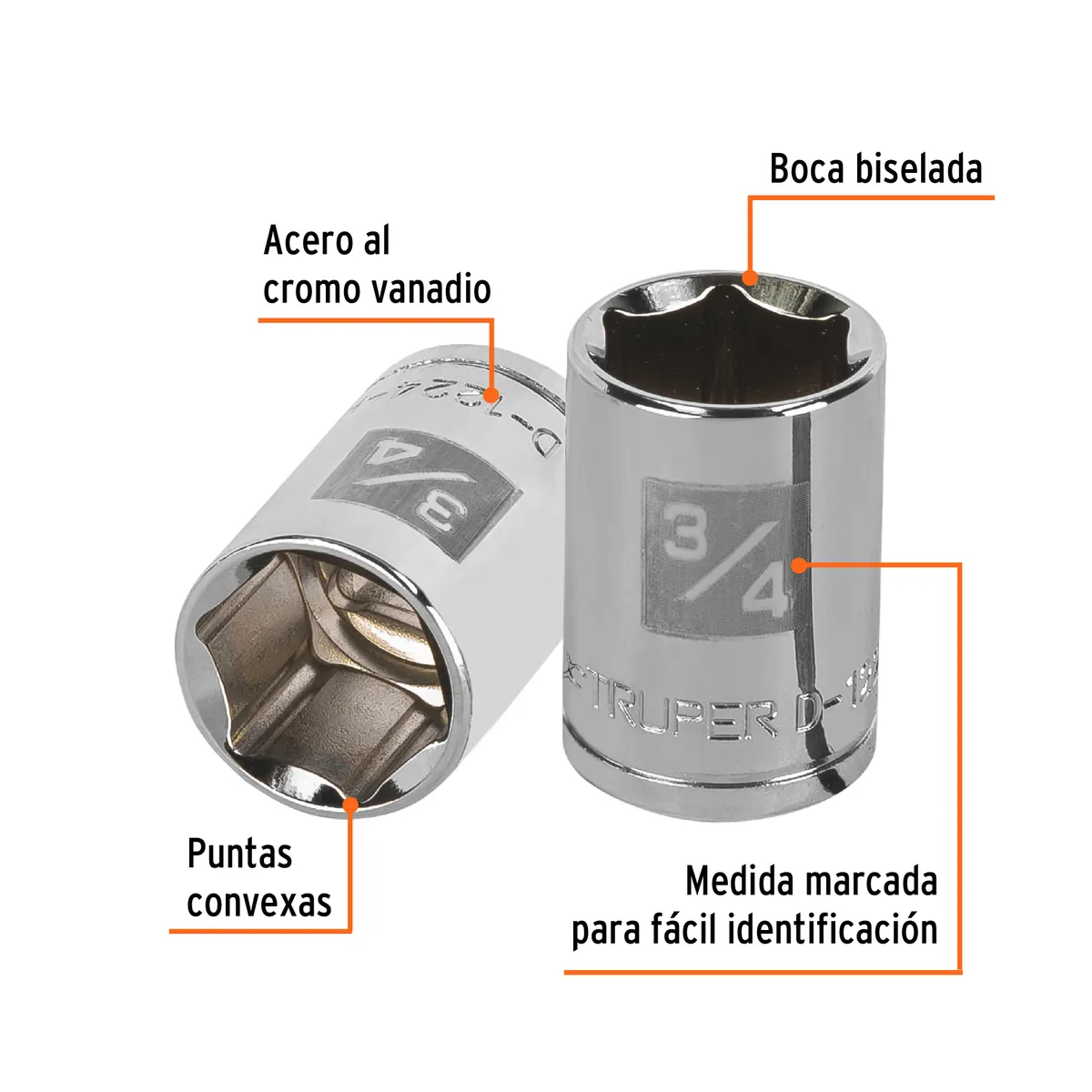 Dado de 3/4" 6 Puntas Cuadro 1/2" Truper - 13236
