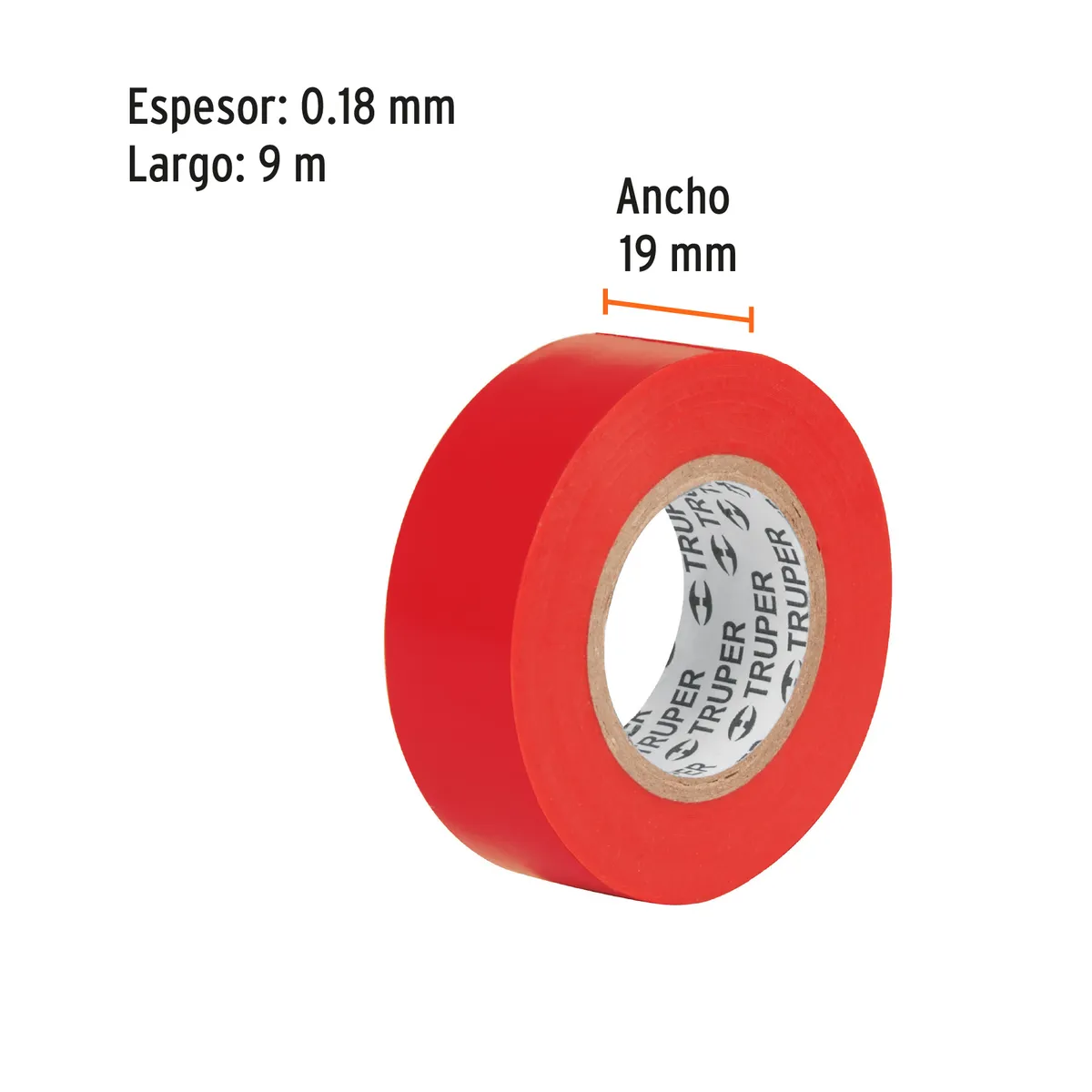 Cinta de Aislar 9 m x 19 mm Roja Truper - 13513