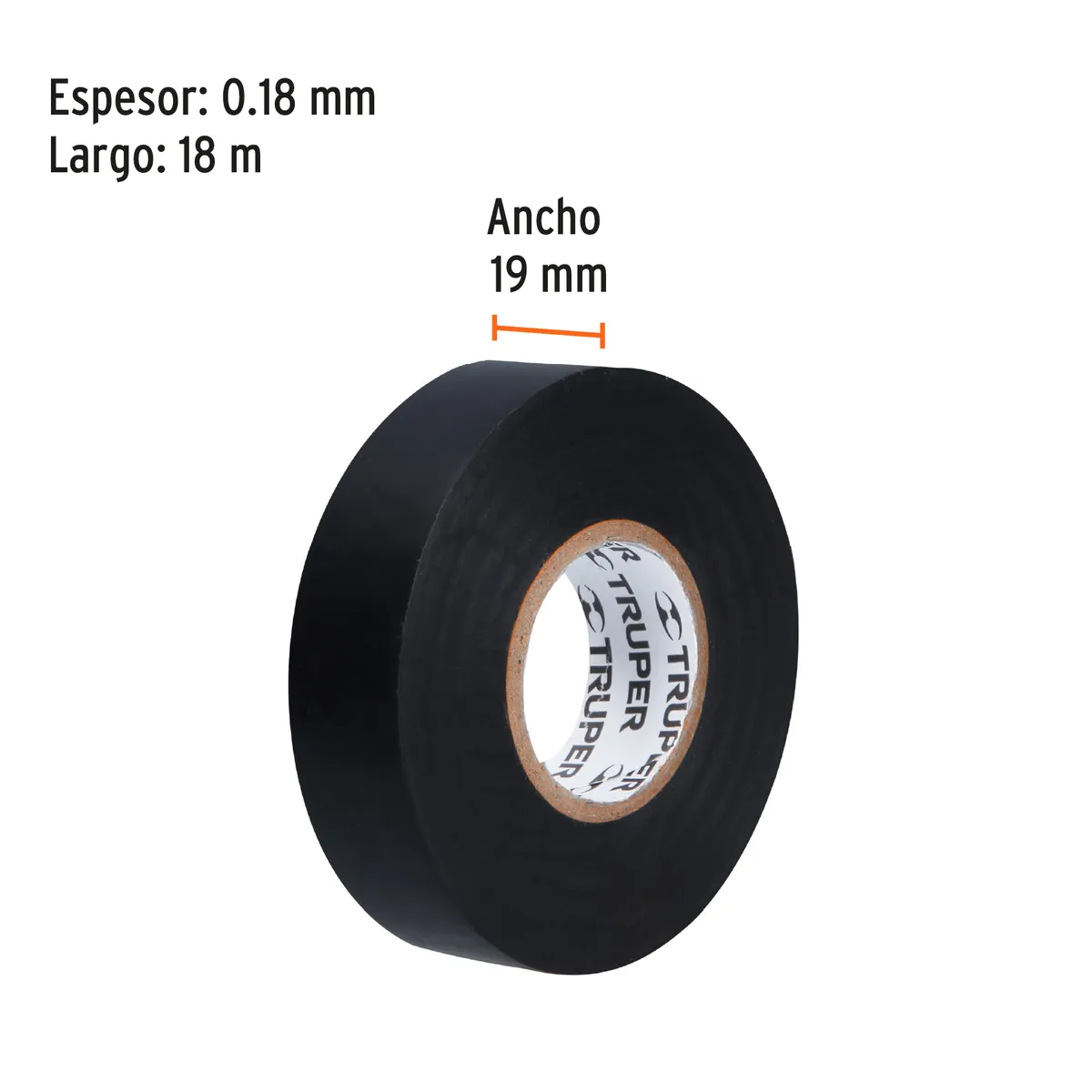 Cinta de Aislar 18 m x 19 mm Negra Truper - 12500