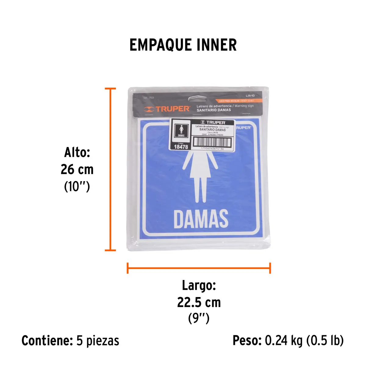 Letrero de Señalización "Damas" Truper - 18478
