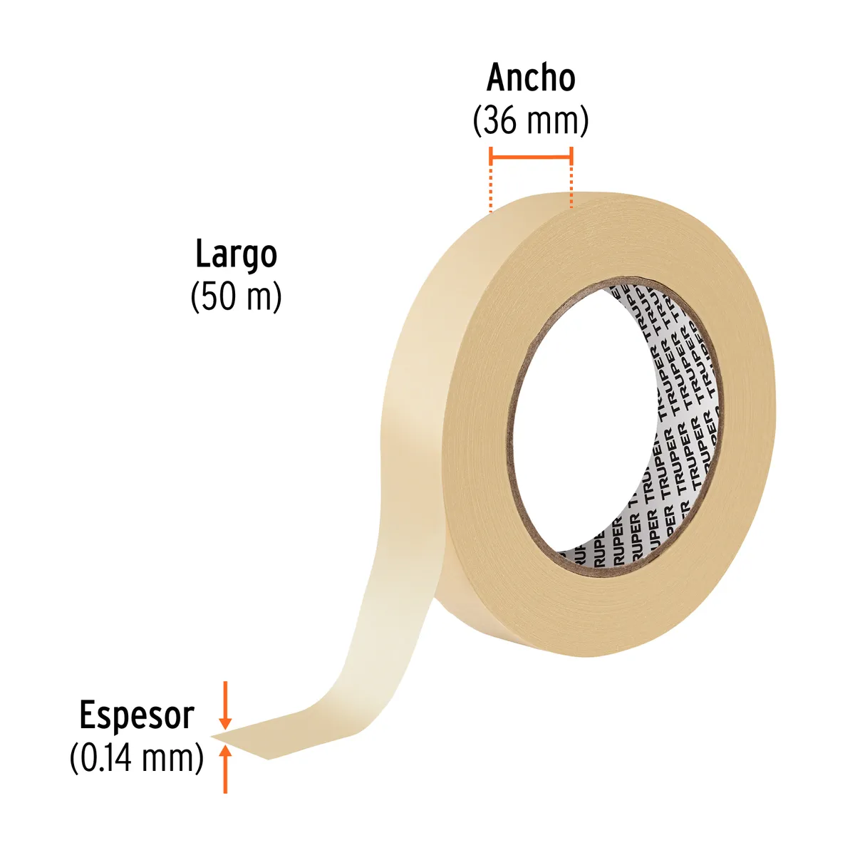 Cinta Masking Tape 1 1/2" x 50 m Truper - 12592