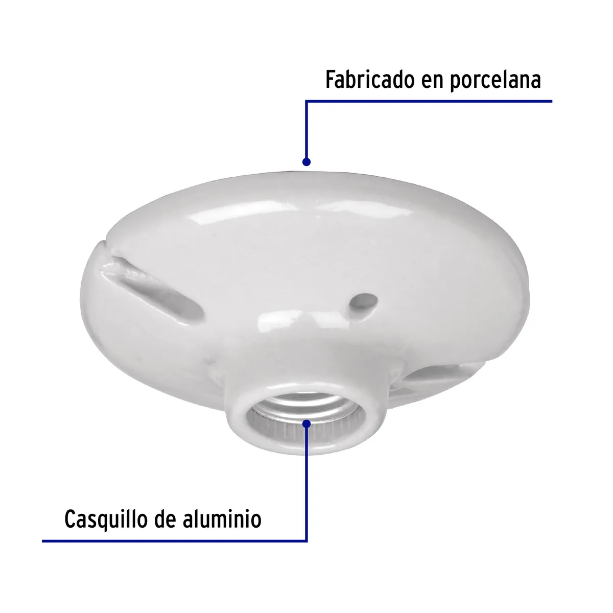 Portalámpara de Porcelana 4 1/2" Redonda Volteck - 47915