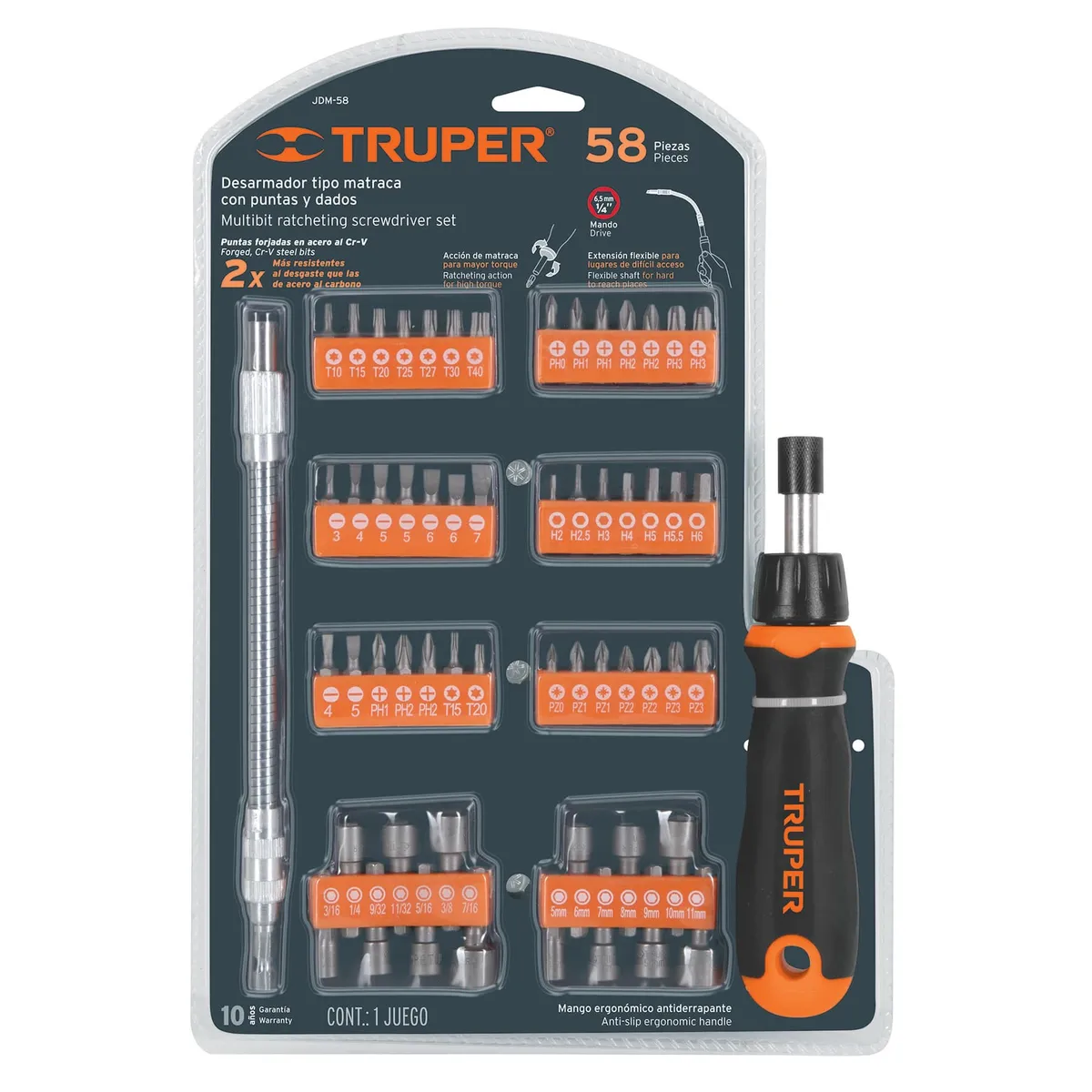Desarmador de Matraca con 42 Puntas y Dados Truper - 18220