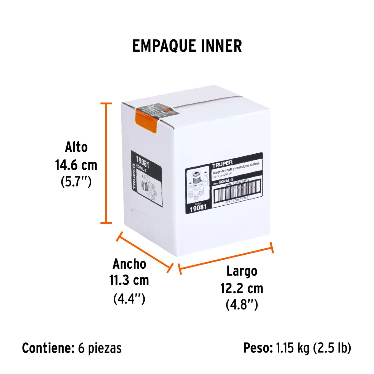Cople Rápido Hembra con 4 Conectores Macho 1/4" Truper - 19081