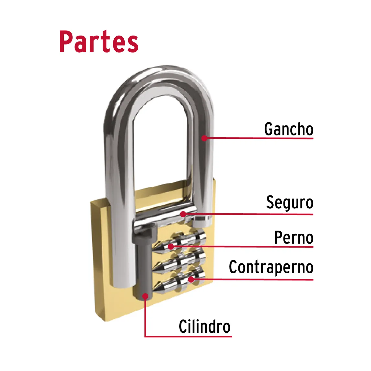 Candado de Hierro Latón 30 mm Gancho Corto Truper - 23522