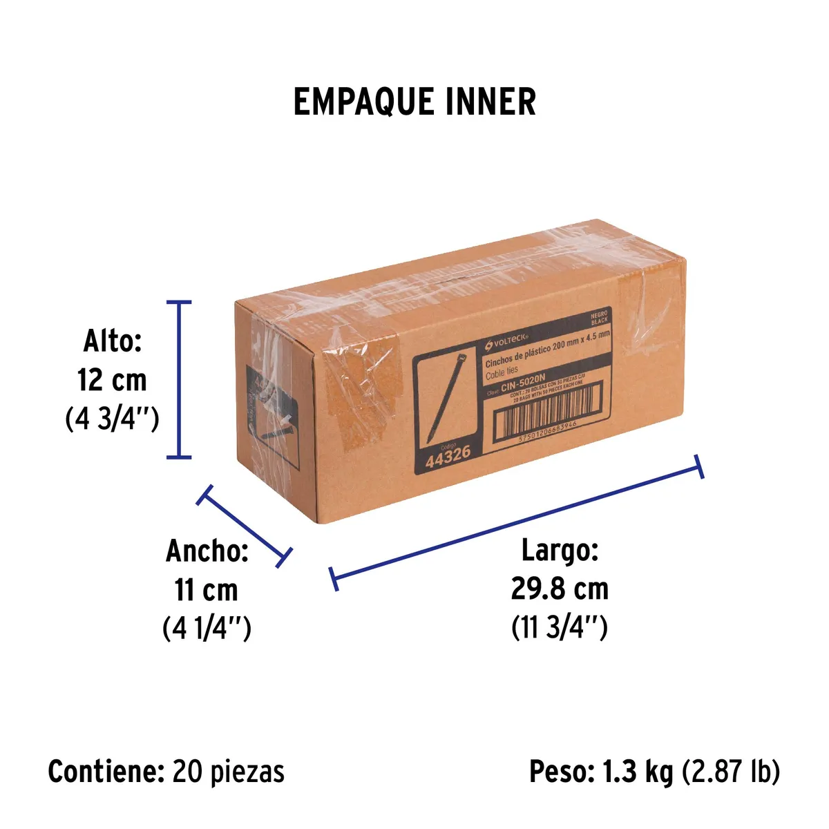Bolsa con 50 Cinchos de Plástico 50 lb 200 x 4.5 mm Truper - 44326
