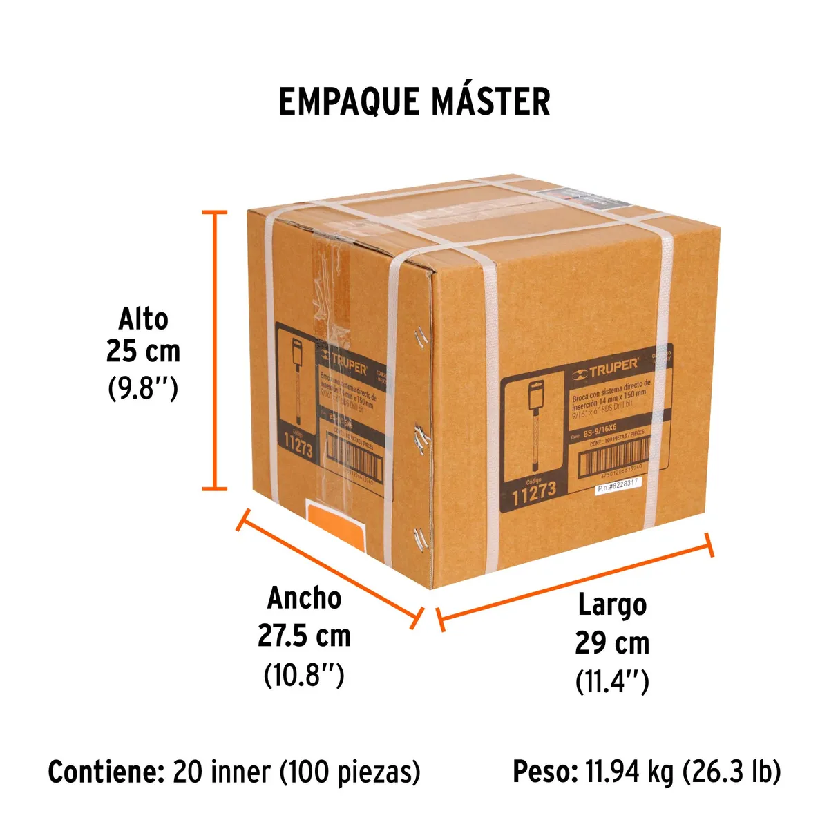 Broca SDS Plus 9/16" x 6" Truper - 11273