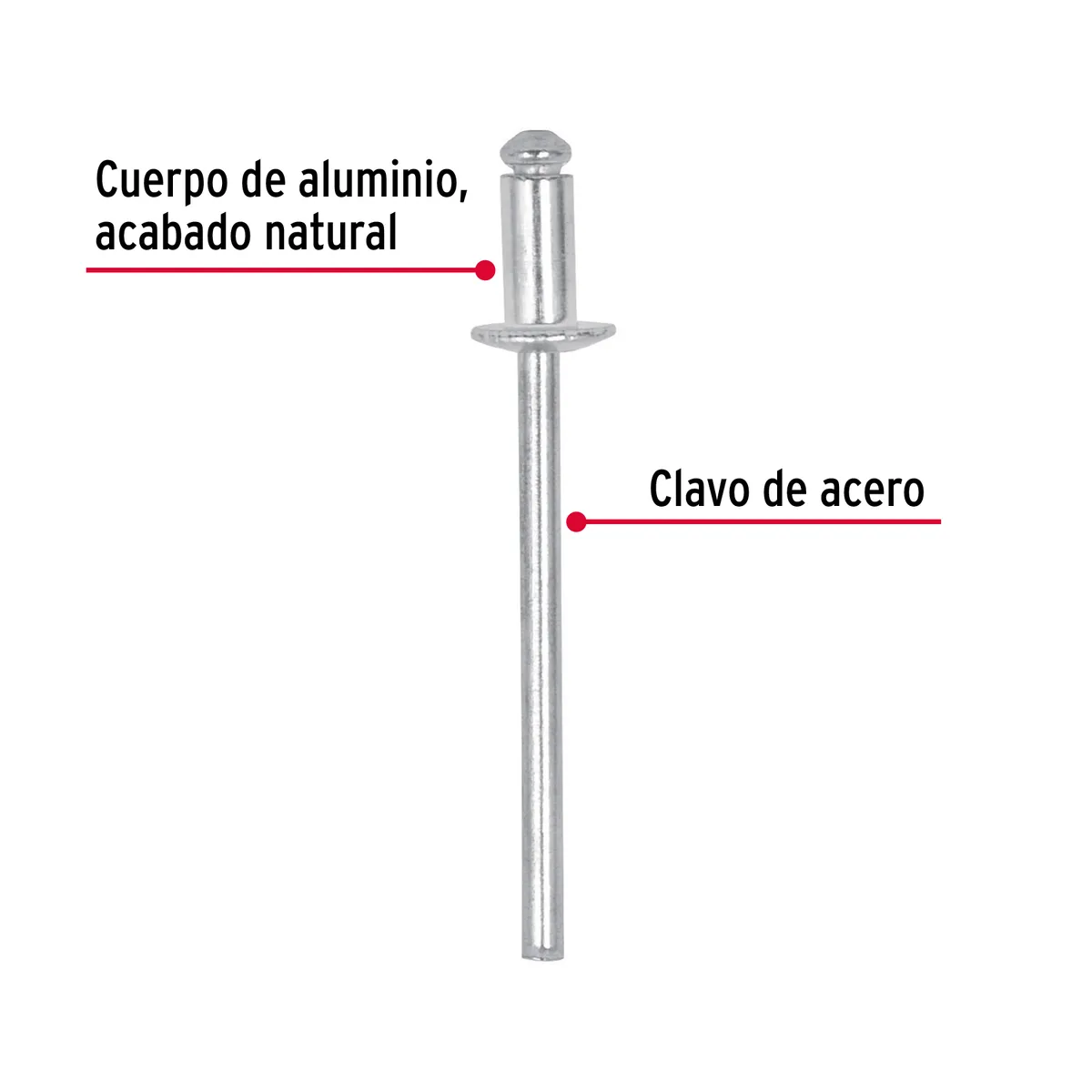 Bolsa con 50 Remaches 1/8" x 1/8" Ala 1/4" Truper - 44518