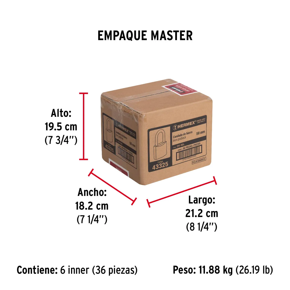 Candado de Hierro 50 mm Gancho Largo CH-50L Truper - 43325