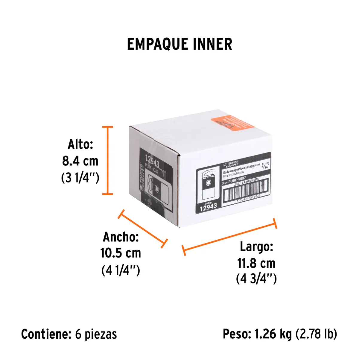 Estuche con 5 Dados Magnéticos 7/16" x 2 1/2" Truper - 12943