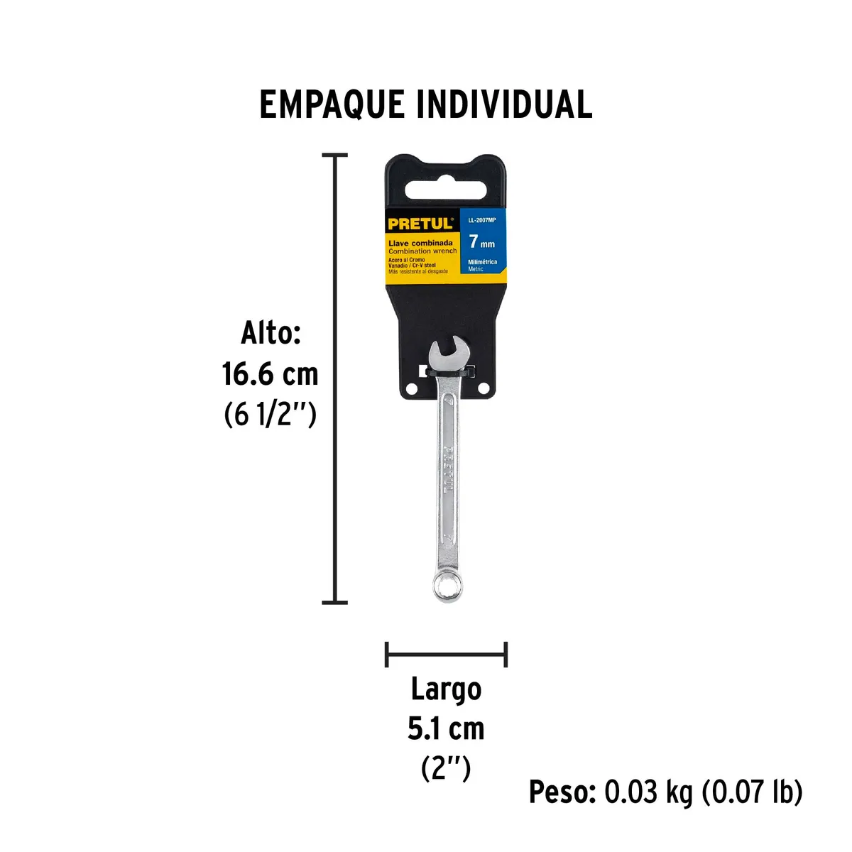 Llave Combinada 7 mm Pretul LL-2007MP - 21901