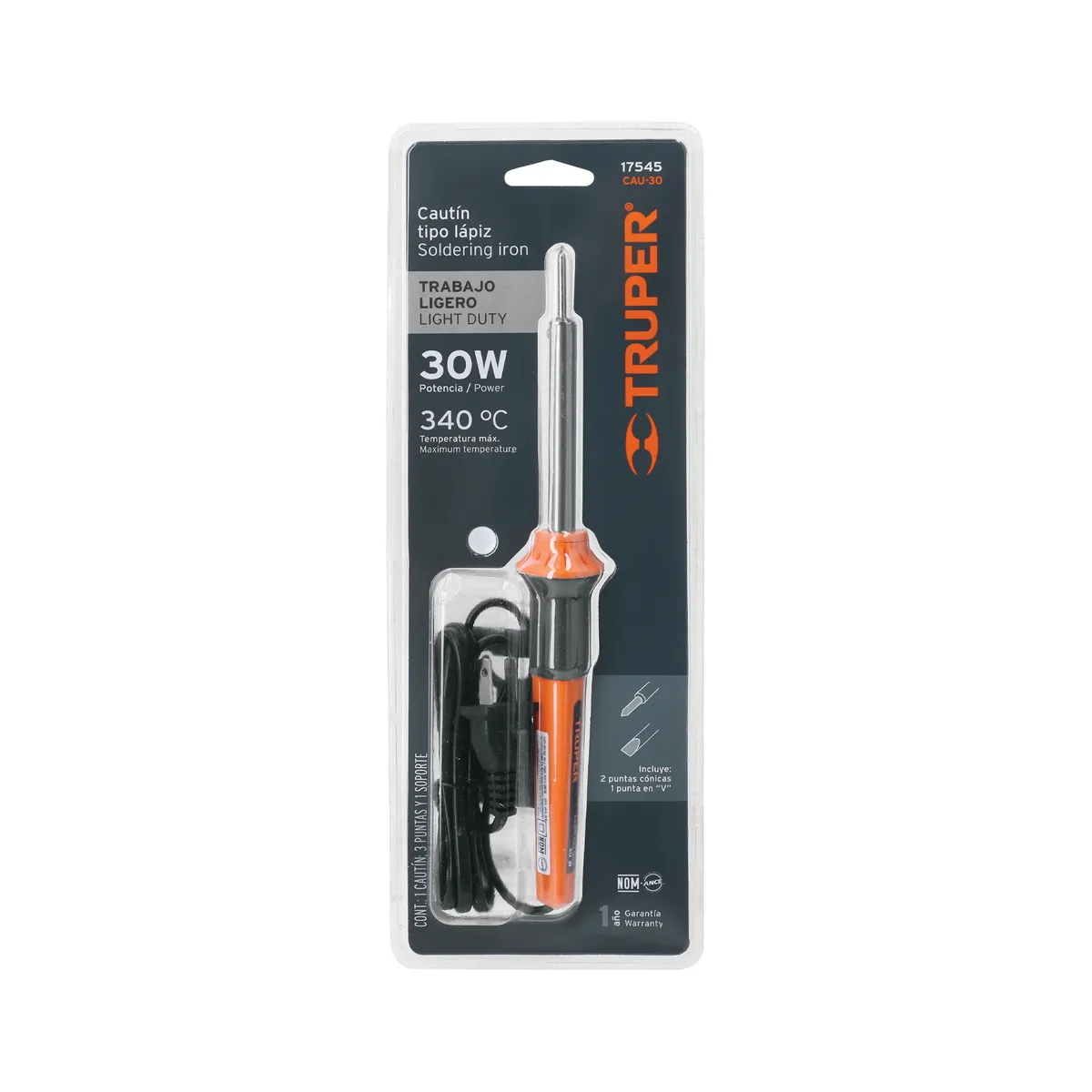 Cautín Tipo Lápiz para Trabajo Ligero 30 W Truper - 17545