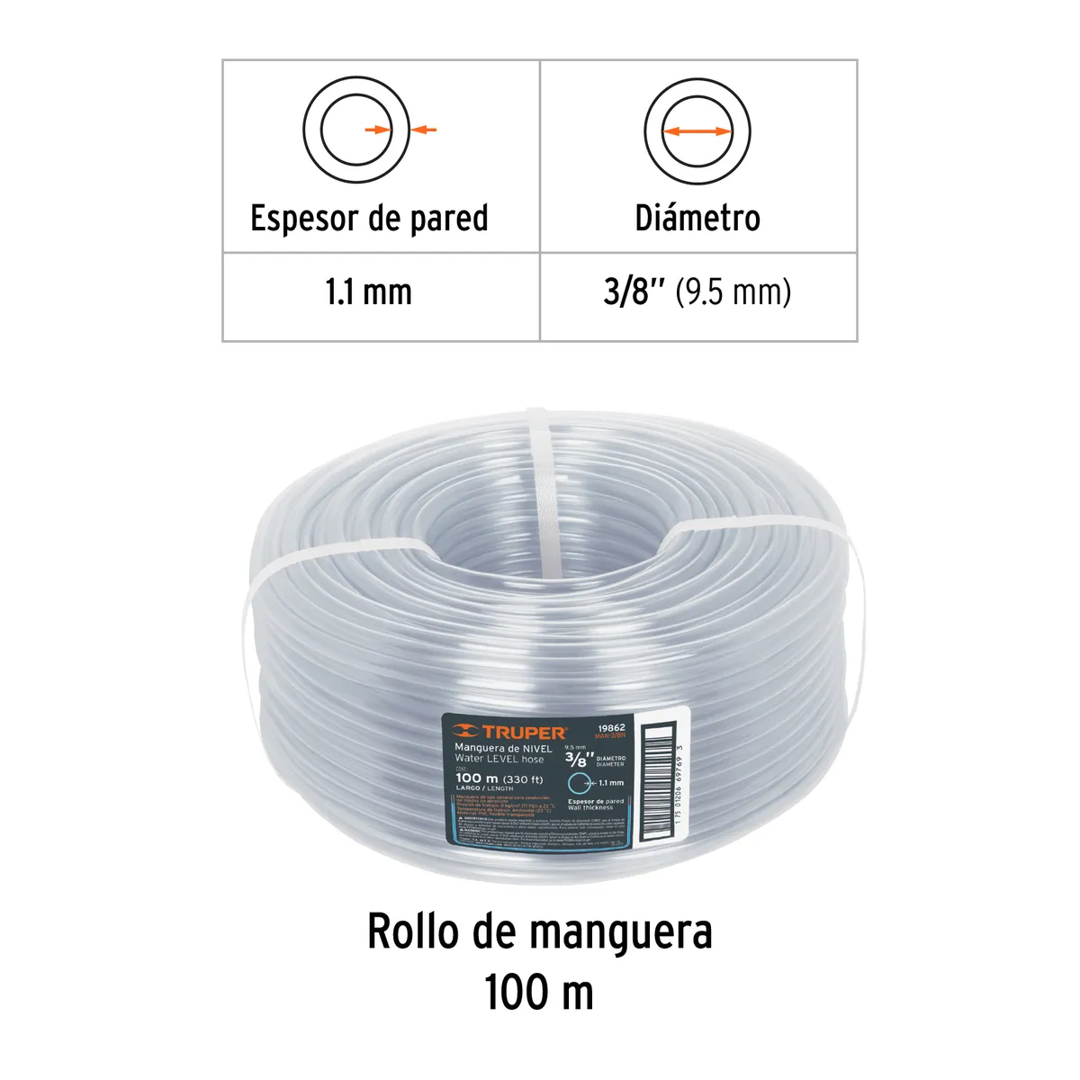 Metro de Manguera de Nivel 3/8" MAN-3/8N Truper - 19862
