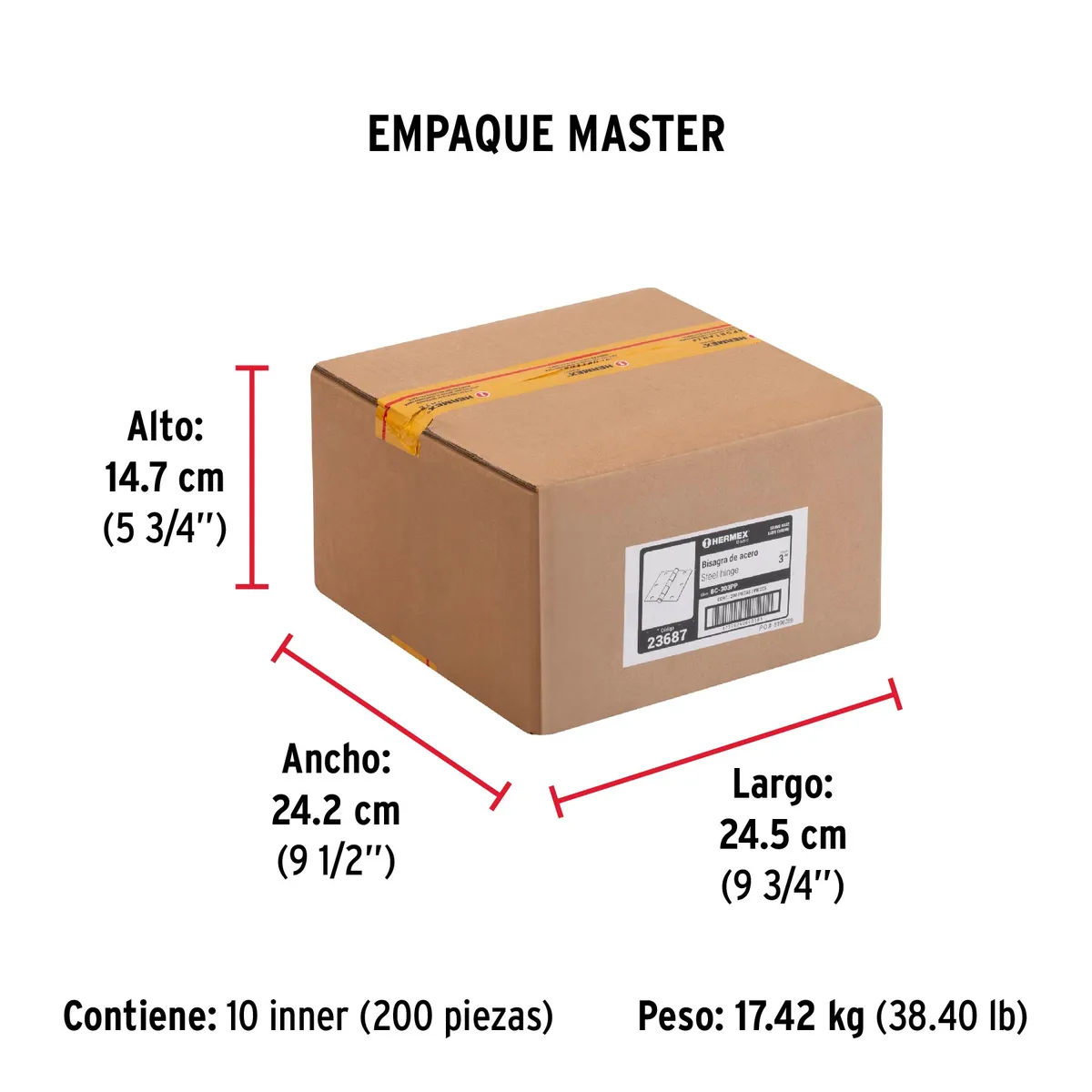 Bisagra Cuadrada 3" Satinada Cabeza Plana Truper - 23687