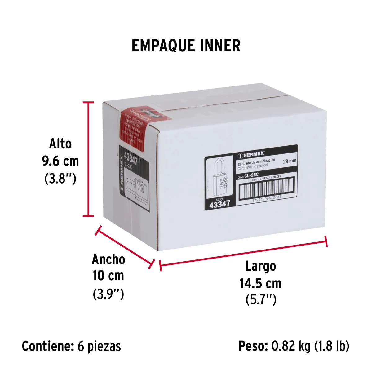 Candado de Combinación 28 mm Latón en Blíster Truper - 43347