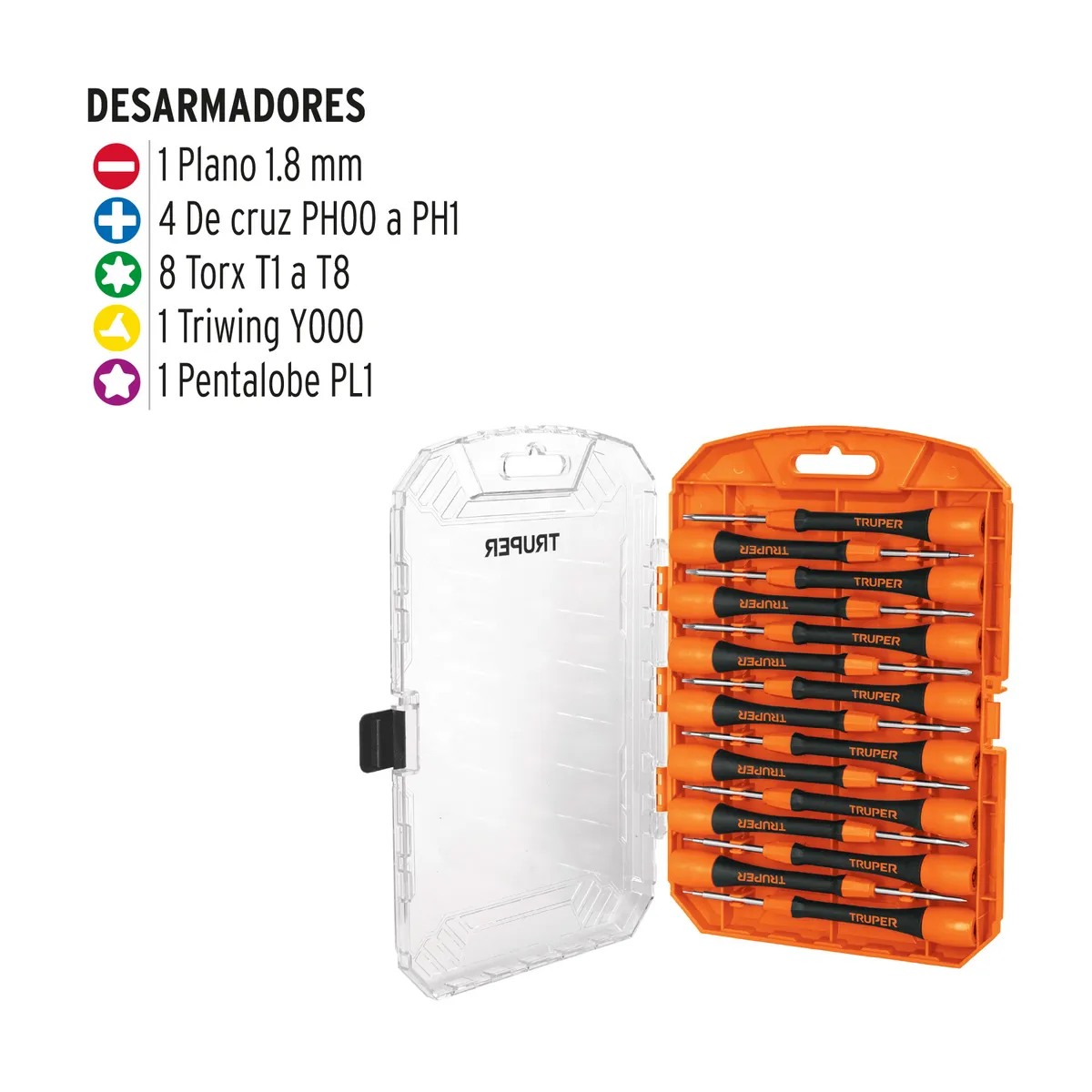 Juego de 15 Desarmadores de Precisión Truper - 14205