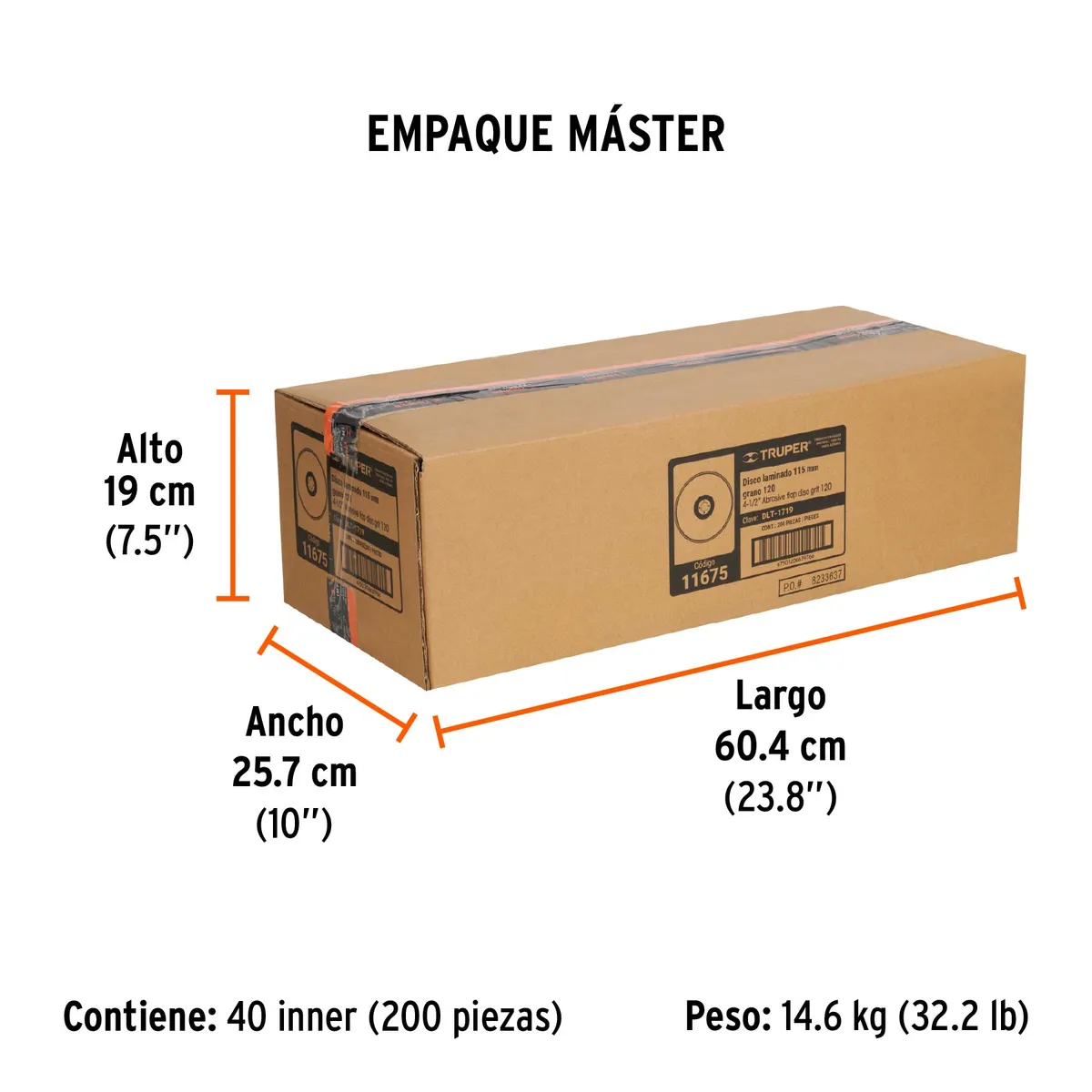 Disco Laminado Centro 7/8" Grano 120 de 4 1/2" Truper - 11675