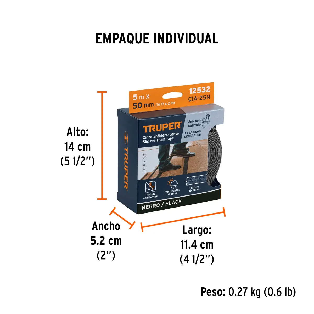 Cinta Antiderrapante Negra 5 m CIA-25N Truper - 12532
