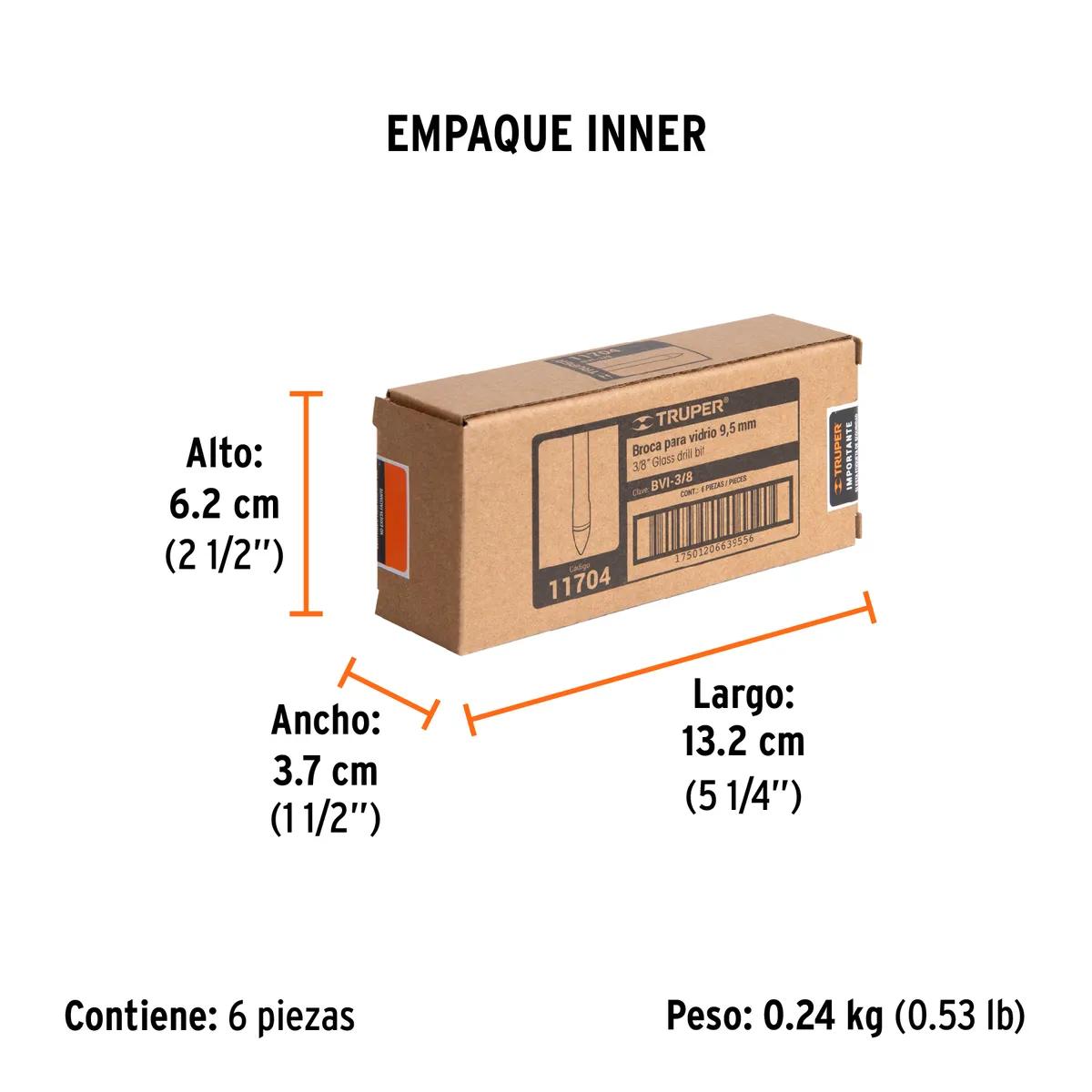 Broca para Vidrio y Azulejo 3/8" Truper - 11704