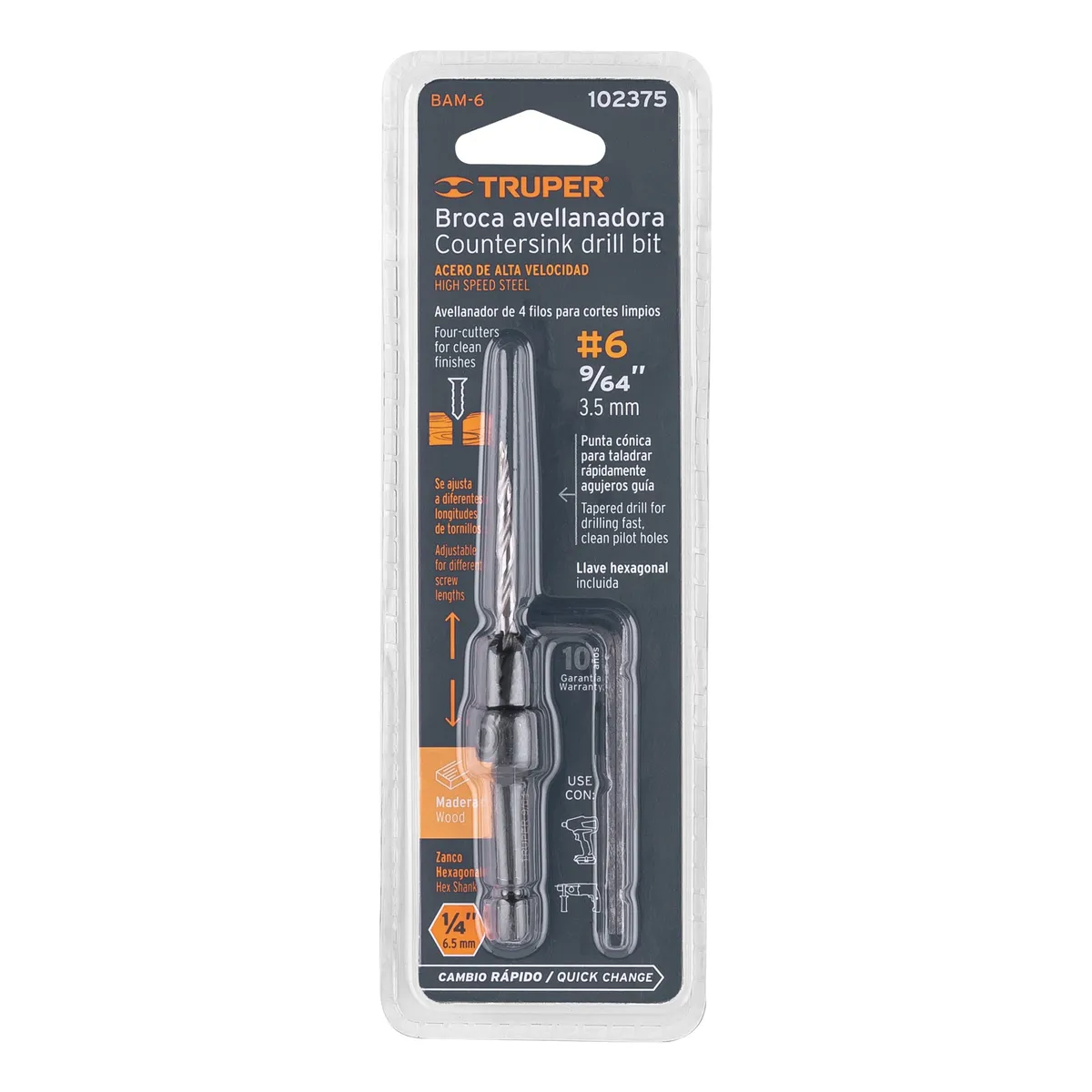 Broca Avellanadora para Madera #6 Truper - 102375
