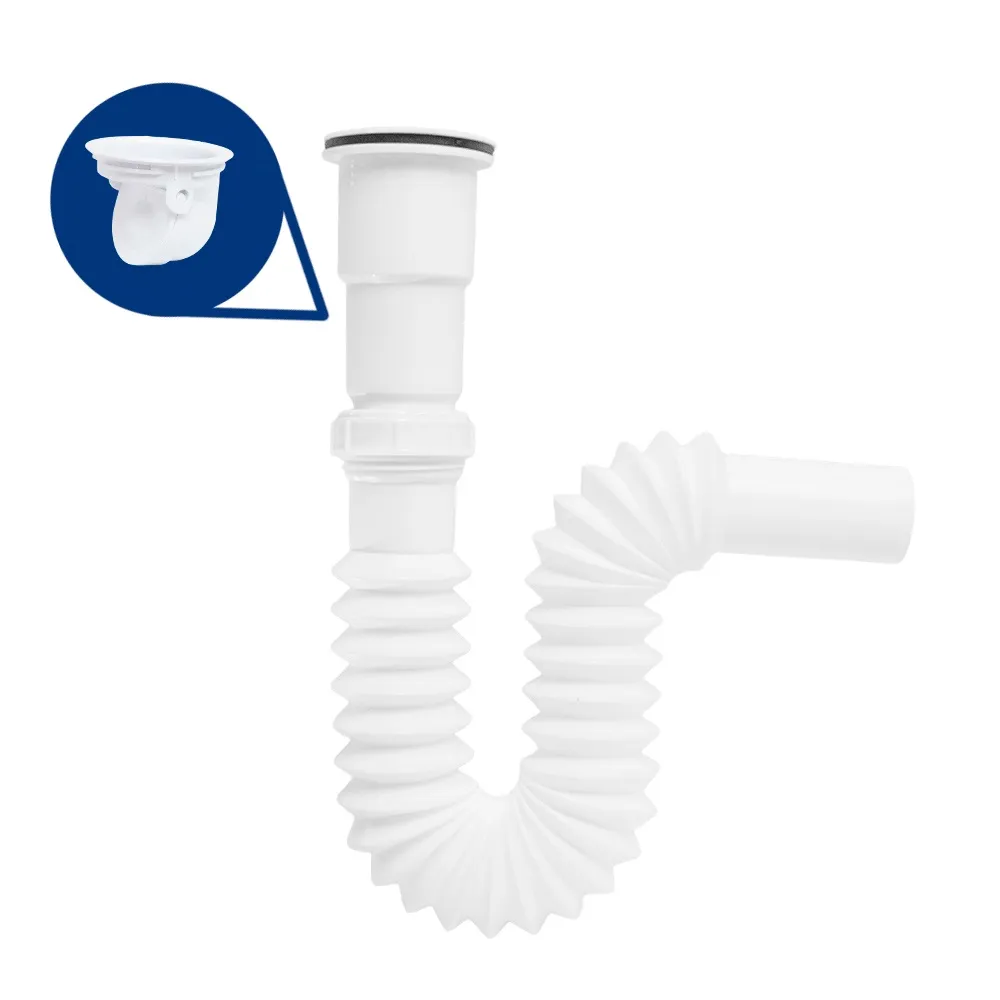 Céspol para Fregadero con Rejilla Blanco 55 cm y Check Antiolor Fleximatic - 2233