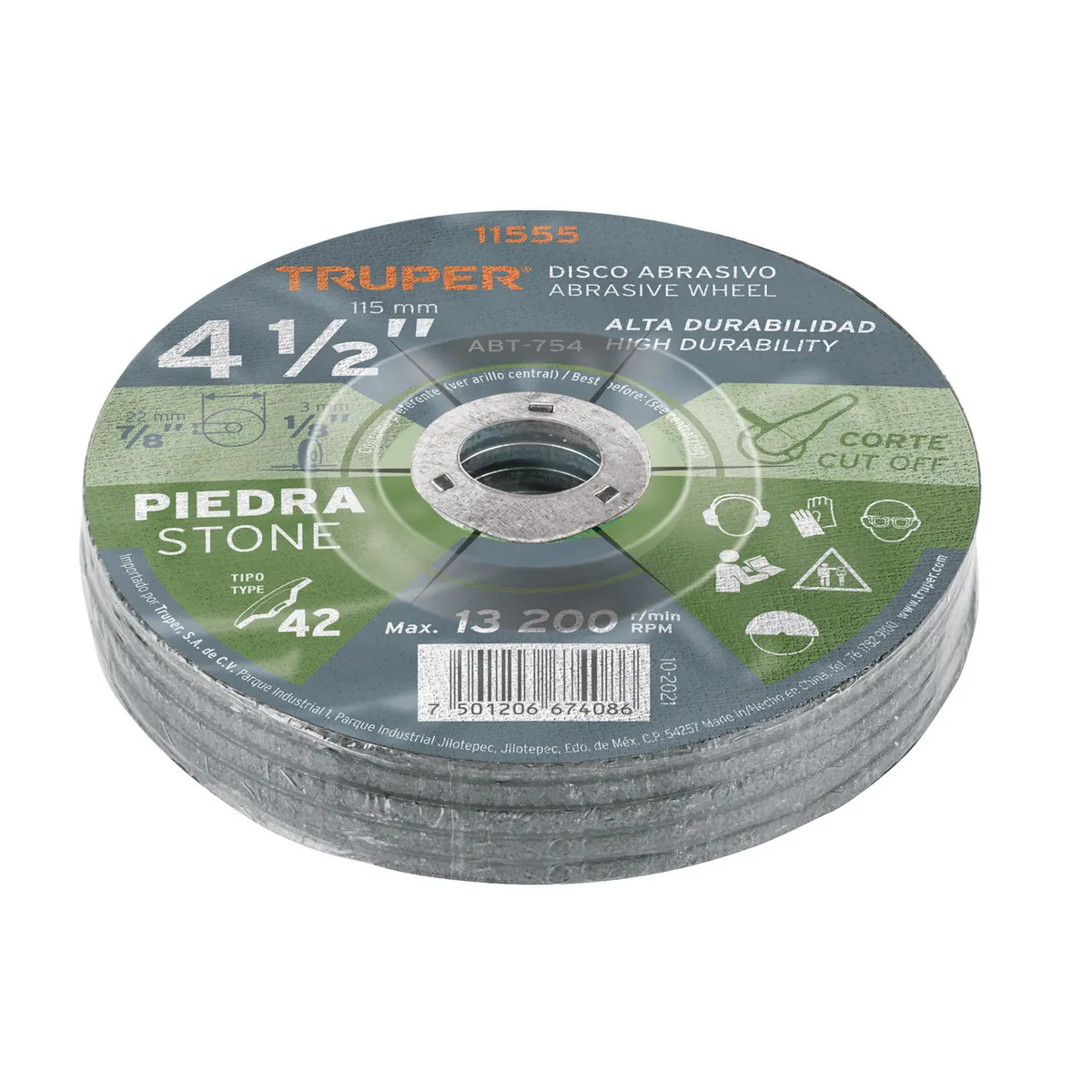 Disco Tipo 42 de 4 1/2" para Corte de Piedra Truper - 11555