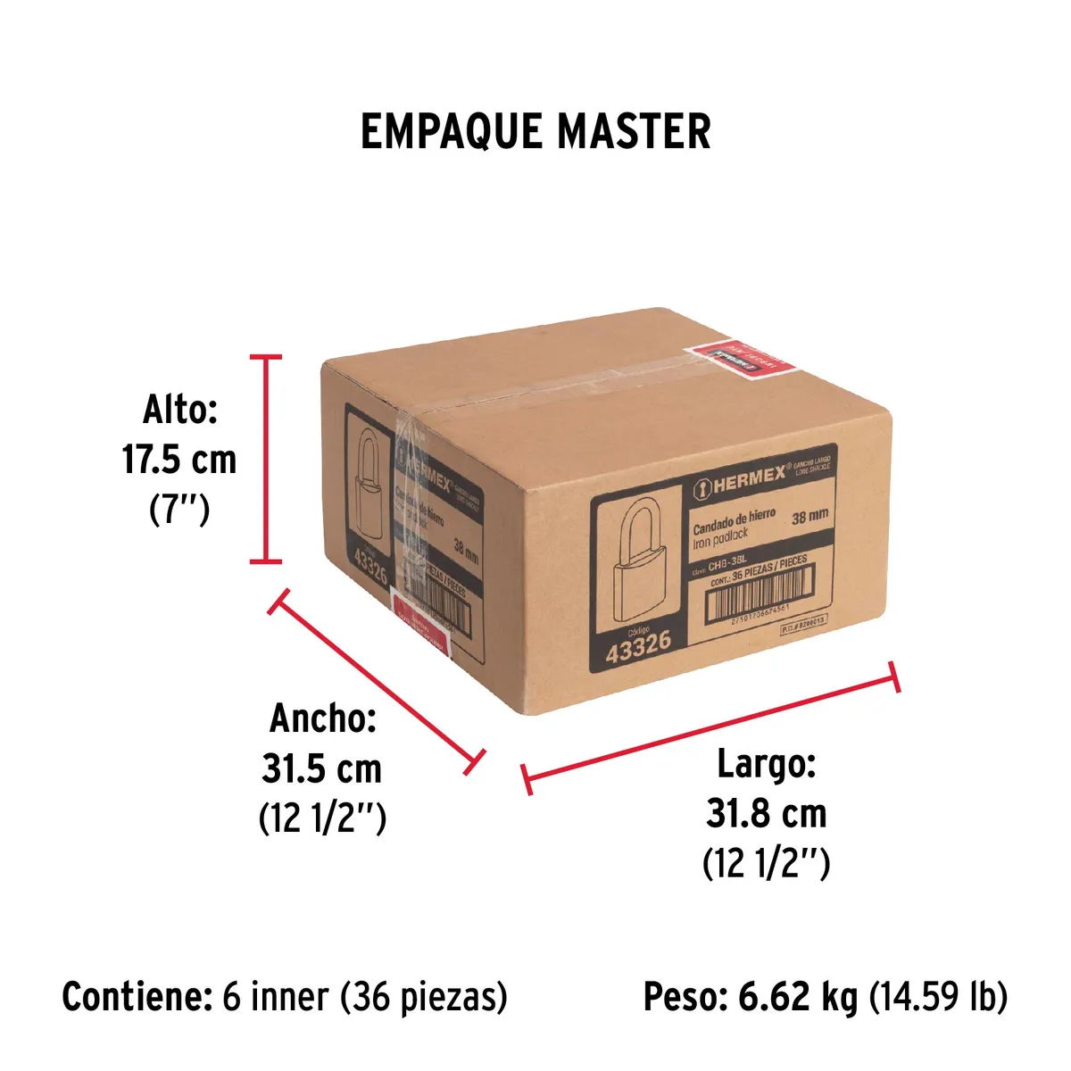 Candado de Hierro 38 mm Gancho Largo CHB-38L Truper - 43326