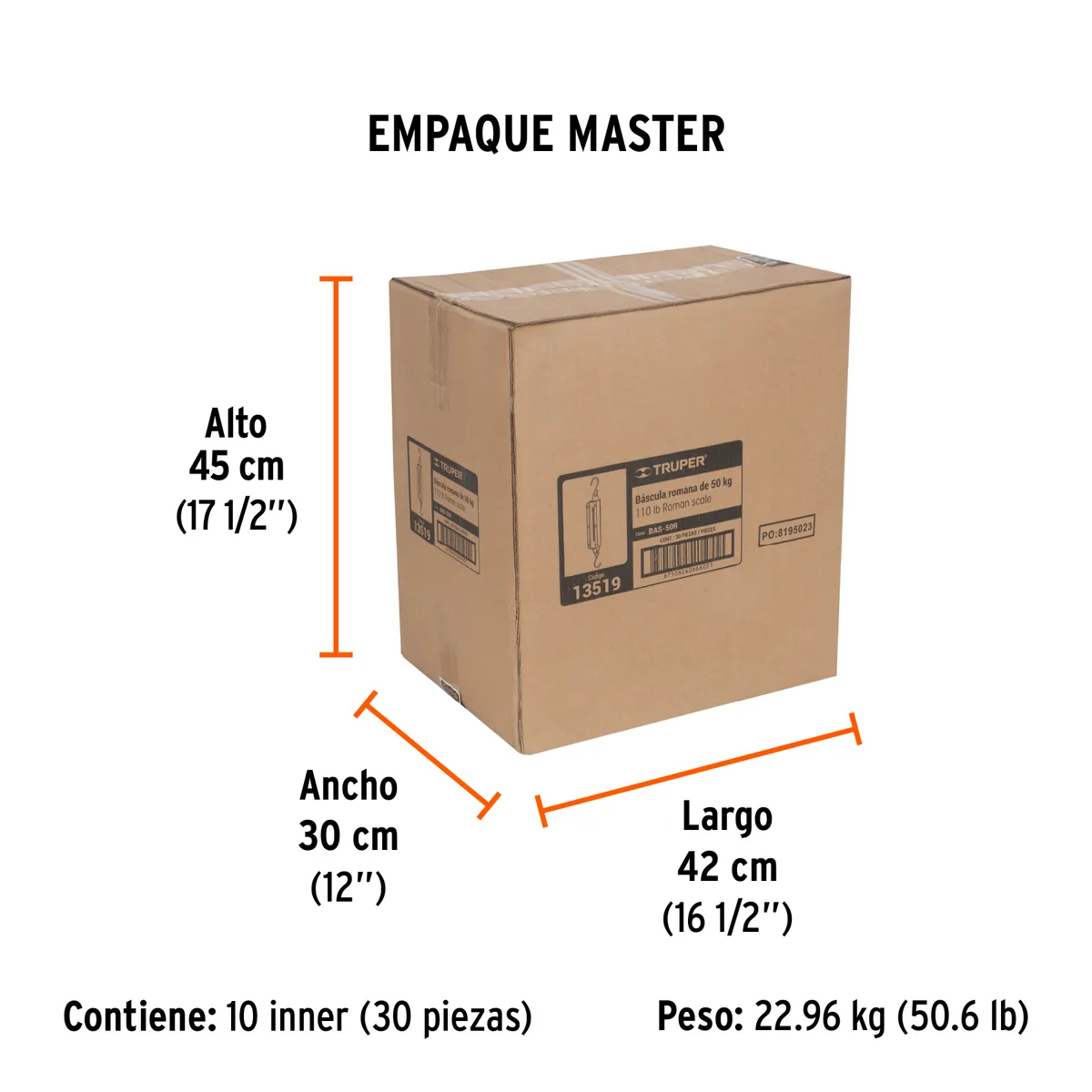 Báscula Romana de Resorte 50 kg Truper - 13519