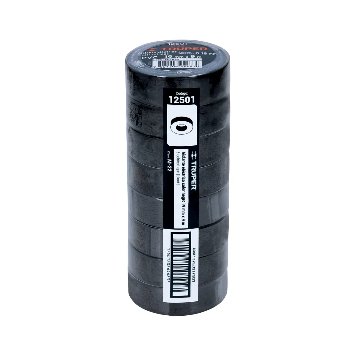 Cinta de Aislar Negra 19 mm x 9 m Truper - 12501