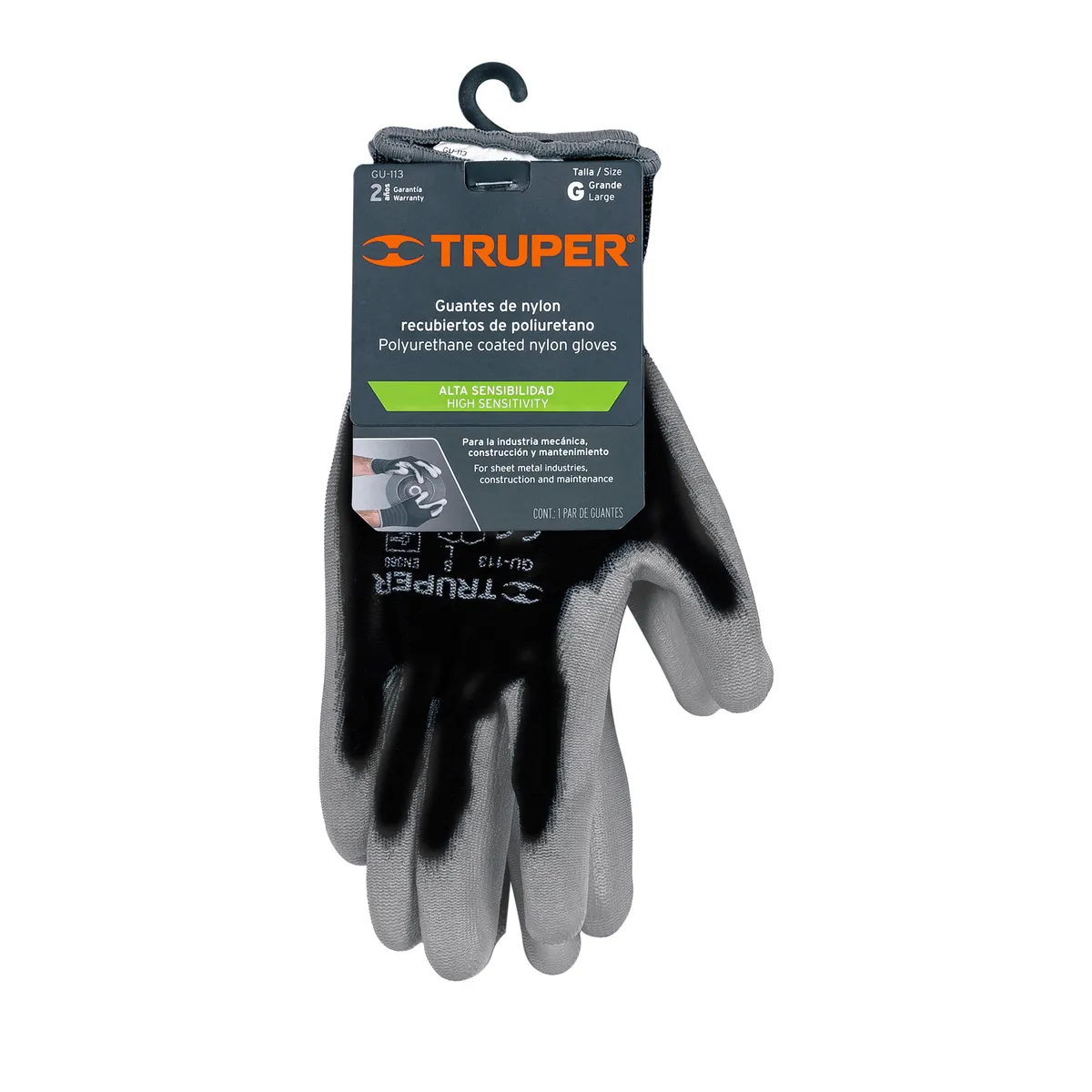 Guante de Nylon Recubierto de Poliuretano Talla G Truper - 13292