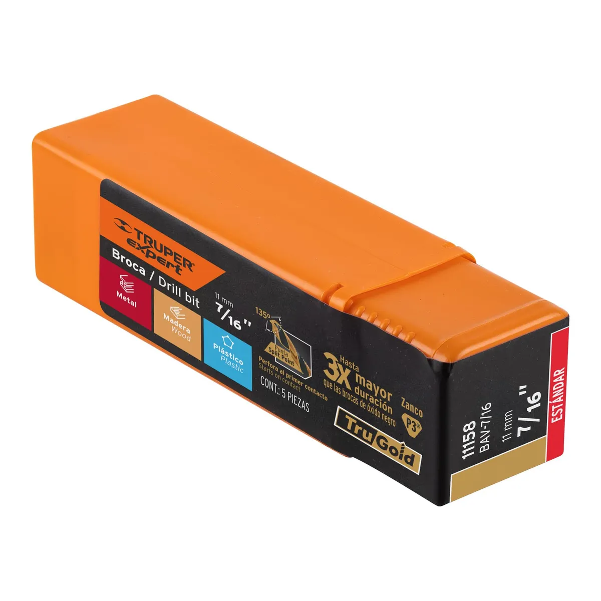 Broca HSS 7/16" Trugold para Metal Truper Expert - 11158