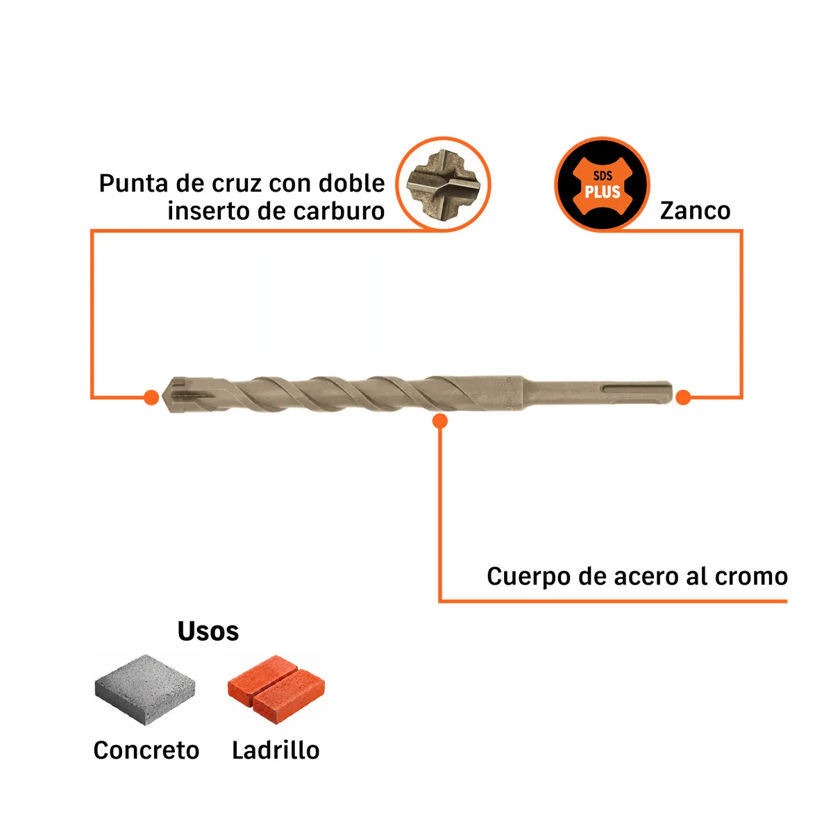 Broca SDS Plus 3/4" x 8" Truper - 11286