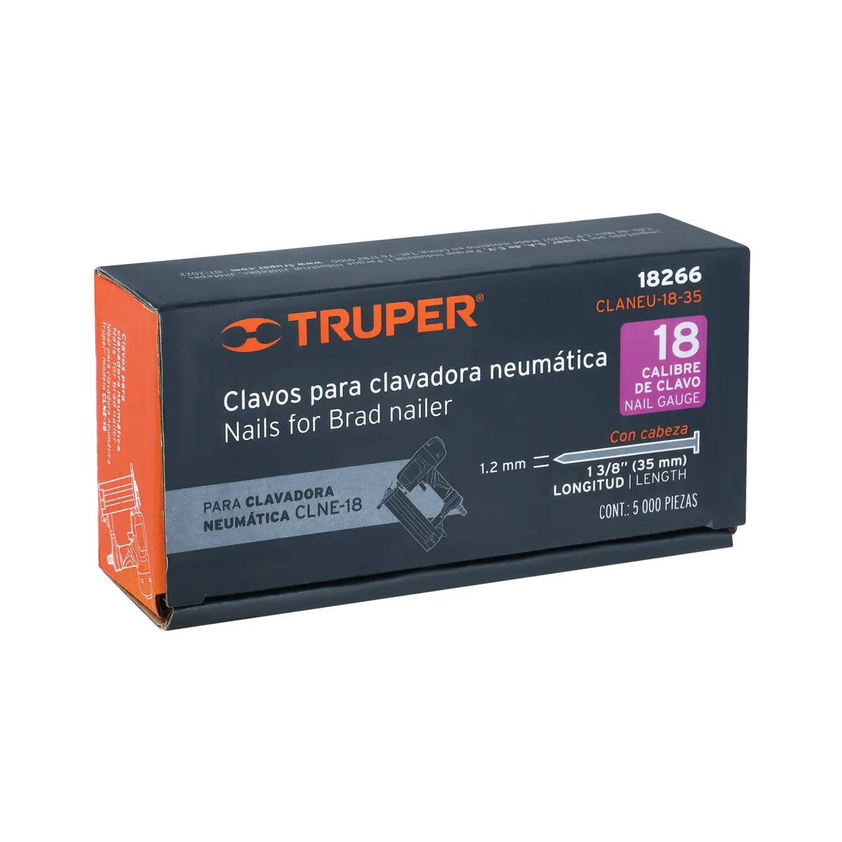 Caja con 5000 Clavos Calibre 18 de 35 mm Truper - 18266