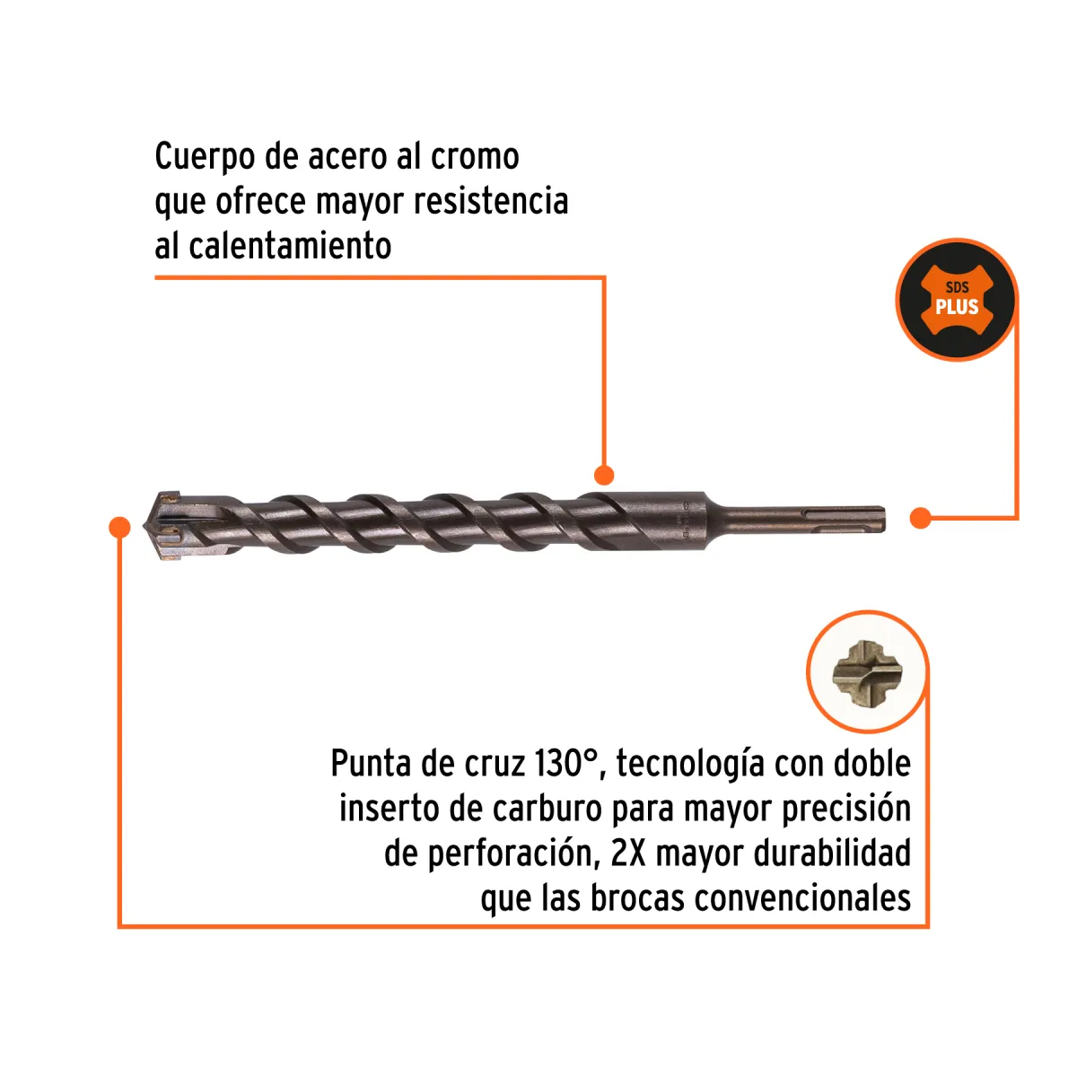 Broca SDS Plus 1" x 10" Truper 11289 | Para Concreto