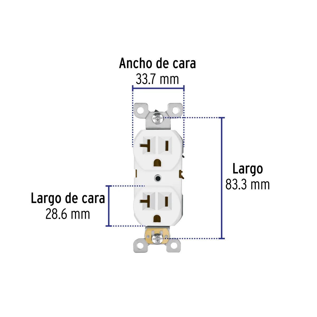 Contacto Dúplex 2P 3H 20 A Estándar Blanco Truper - 47721