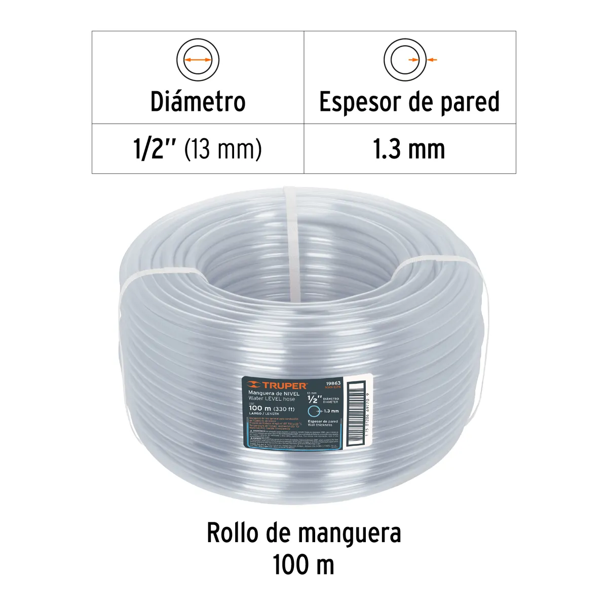 Metro de Manguera de Nivel 1/2" MAN-1/2N Truper - 19863