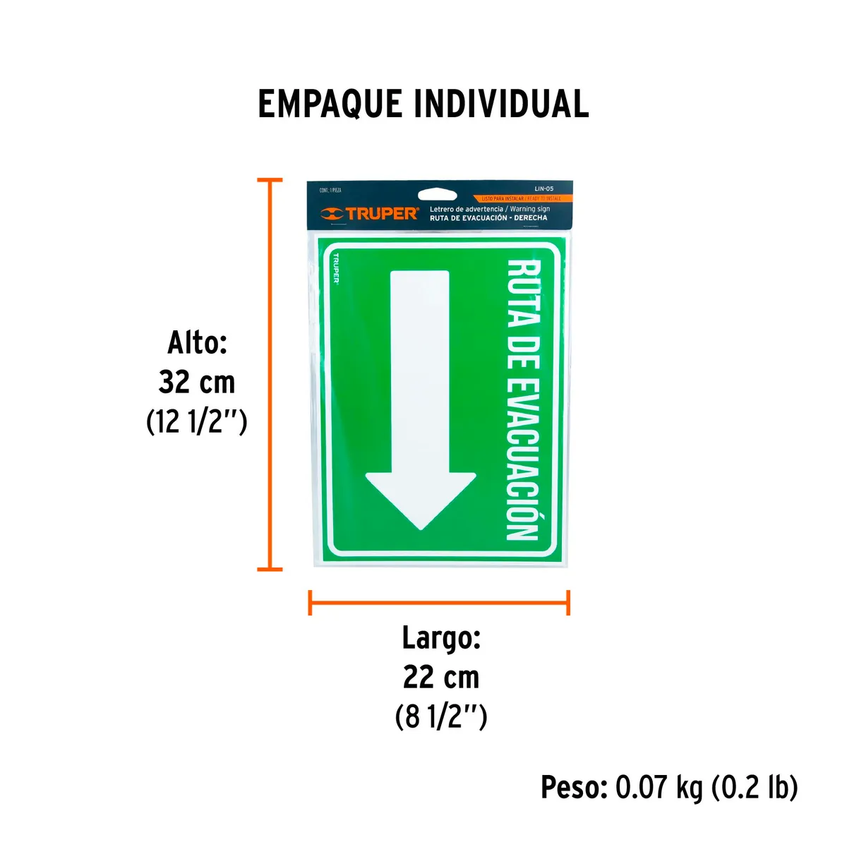 Letrero de Señalización "Ruta de evacuación" Truper - 18368