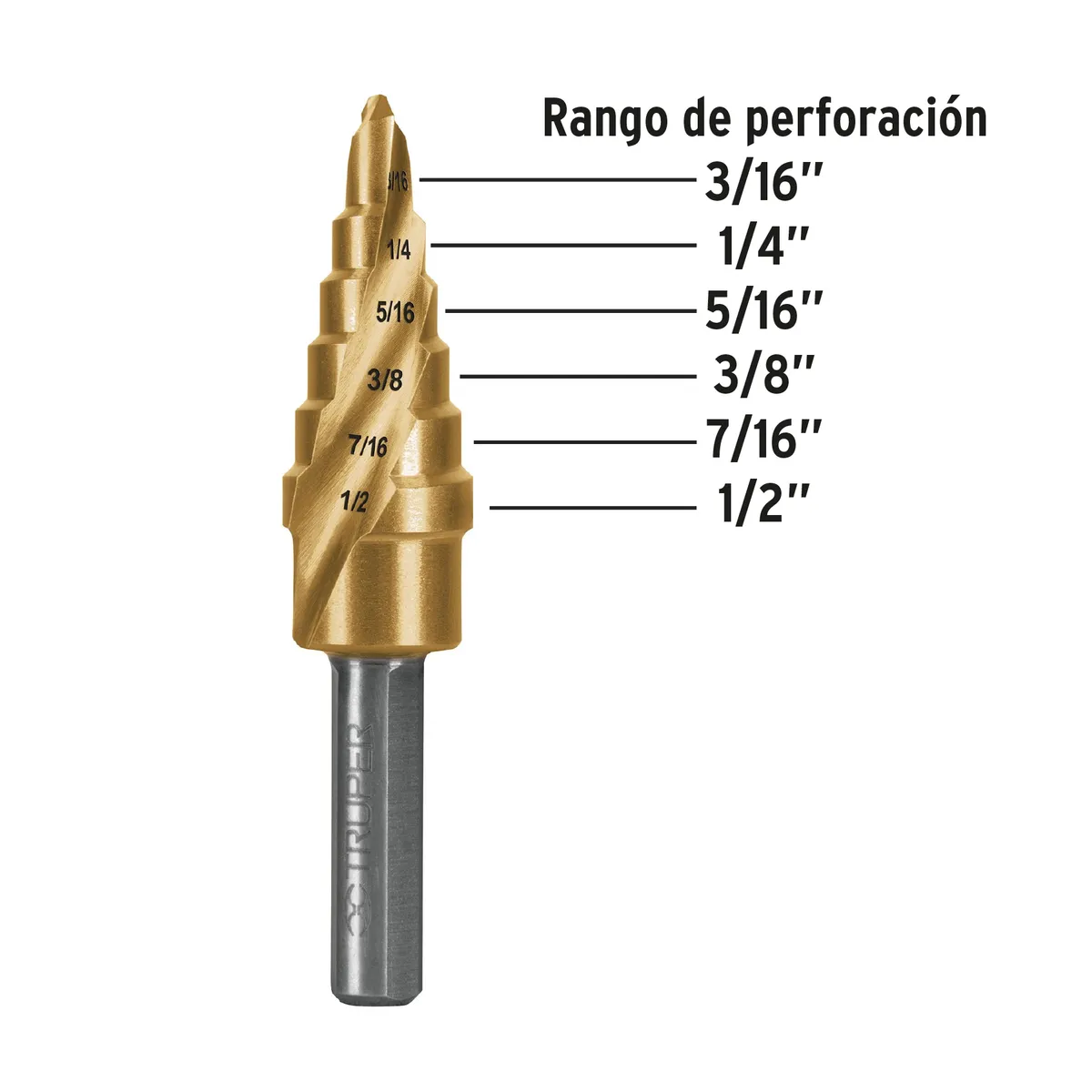 Broca Escalonada de Titanio 6 Escalones Truper Expert - 101550