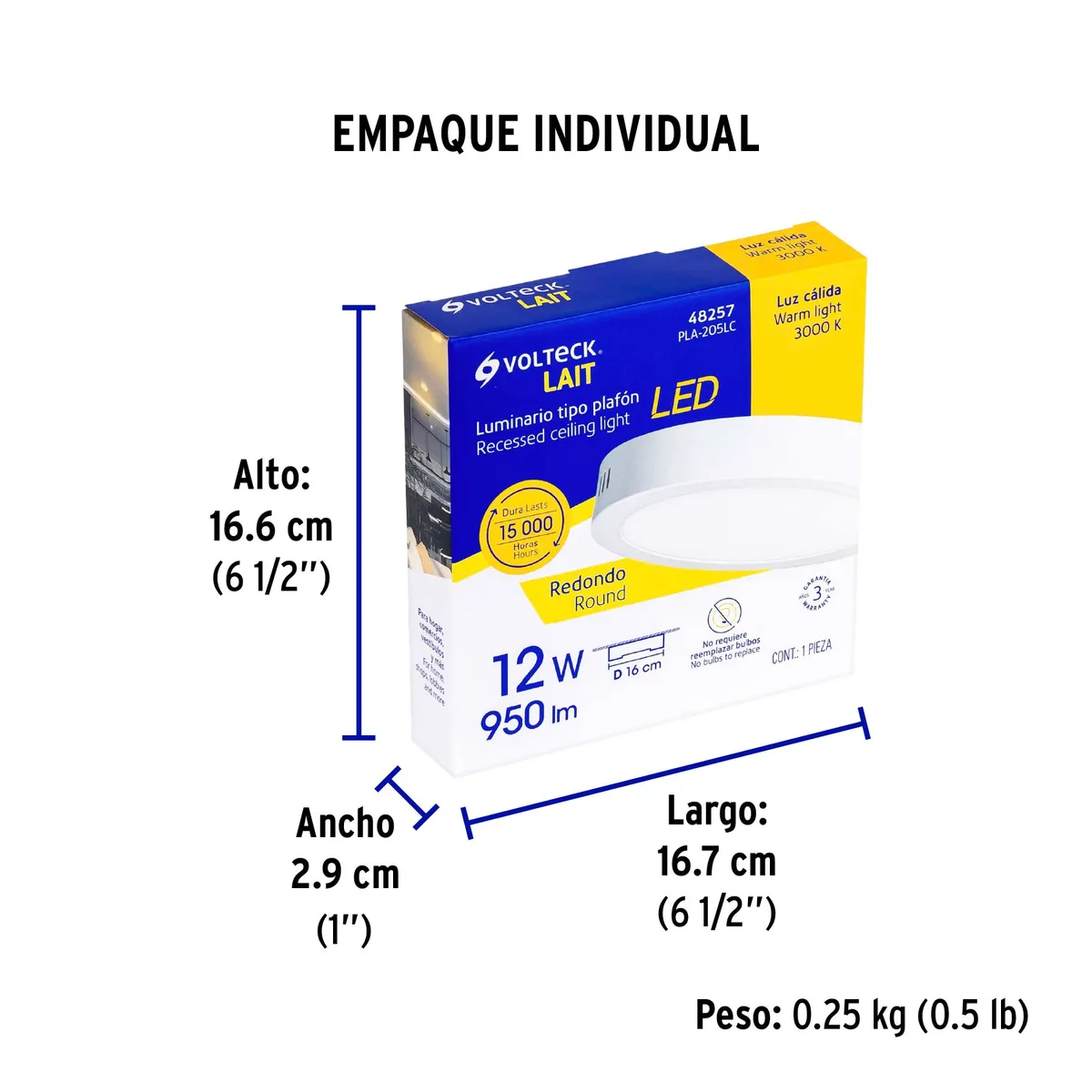 Luminario LED de Plafón 12 W Redondo Blanco Volteck - 48257