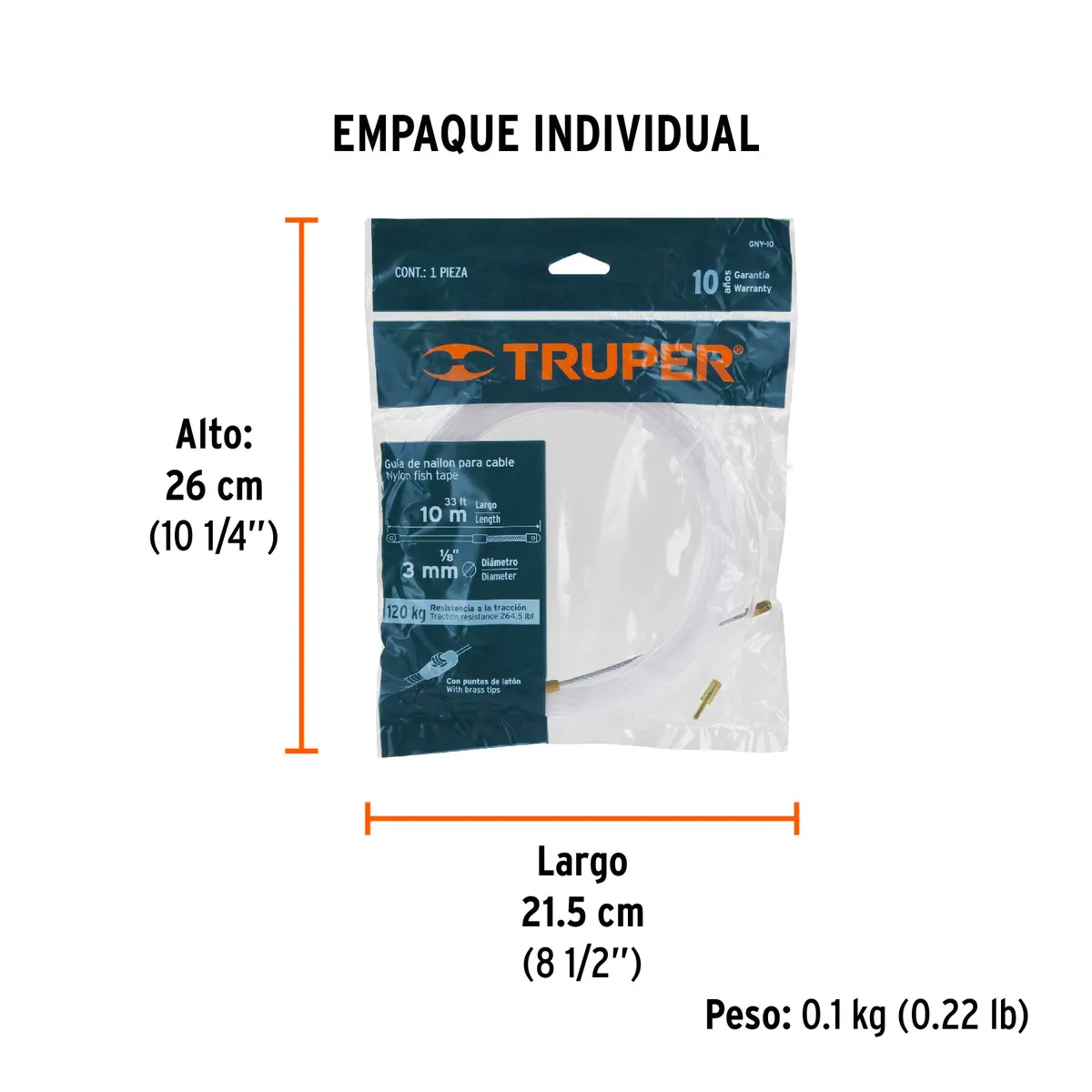 Guía de Nylon para Cable 10 m Truper - 17755