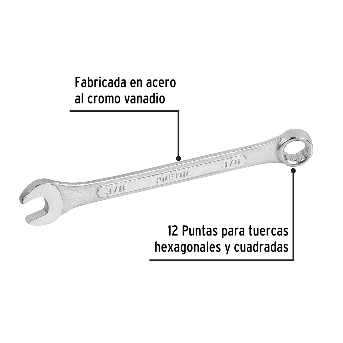 Llave Combinada 3/8" Pretul LL-2012P - 21882