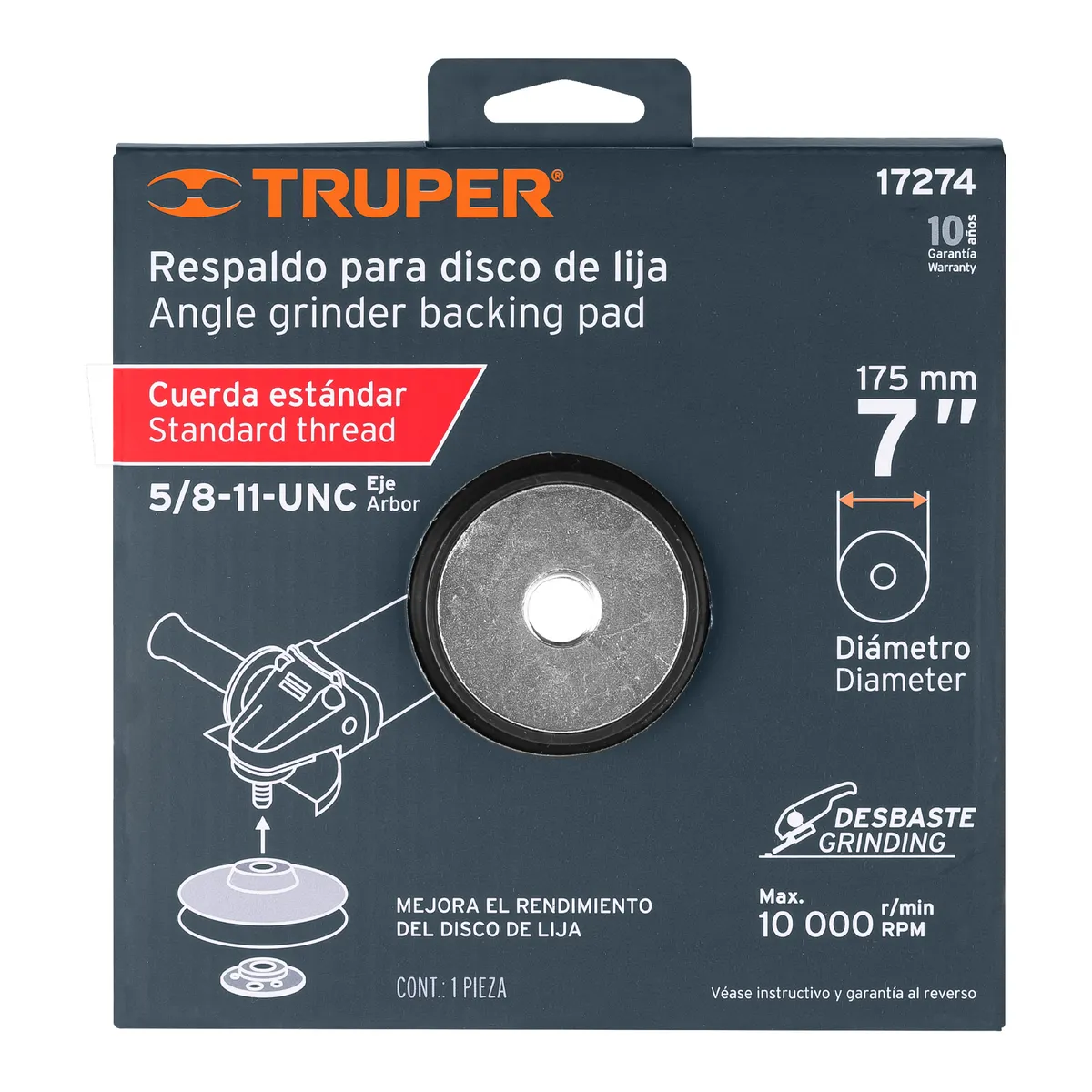 Respaldo para Disco Eje 7/8" de 7" Truper - 17274