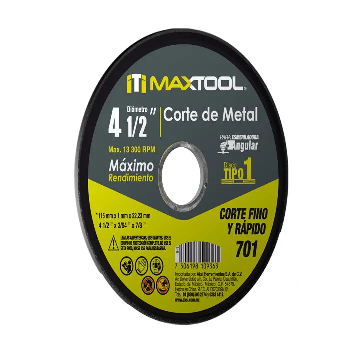 Disco de Corte de Metal 4 1/2" x 1 mm AKSI - 307802
