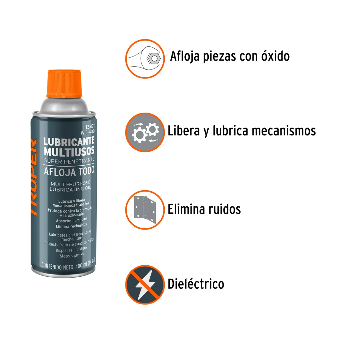 Lubricante Multiusos en Aerosol 400 ml (14 oz) Truper - 13471