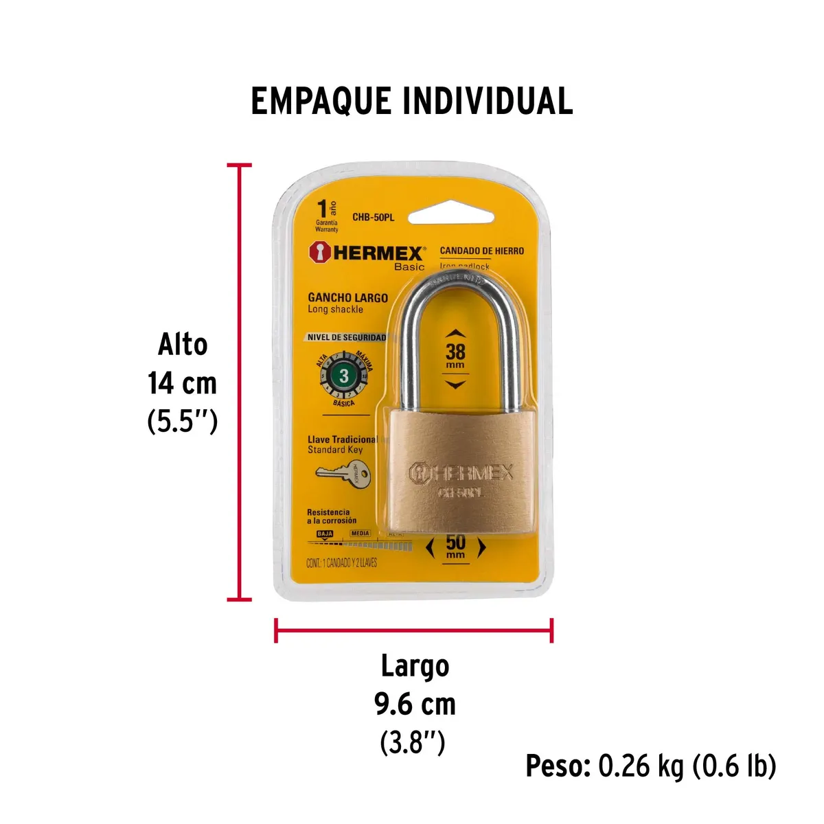 Candado de Hierro 50 mm CHB-50PL Truper - 27077