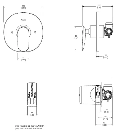 Monomando para Regadera sin Desviador Potenza Helvex - H-POT200EB