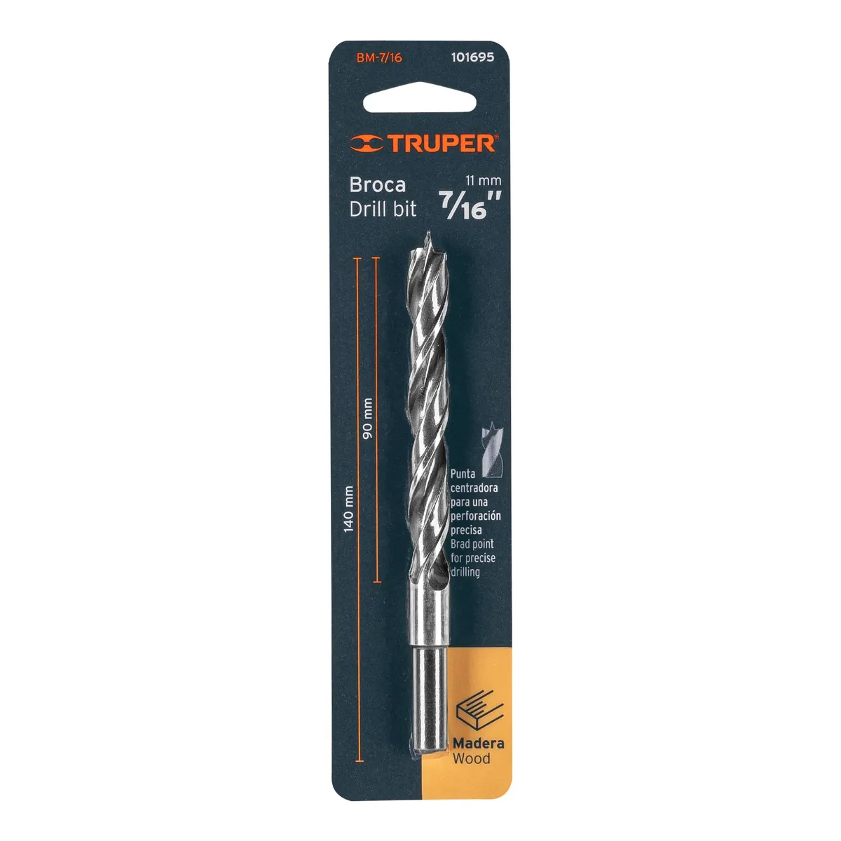 Broca con Punta Centradora para Madera 7/16" Truper - 101695
